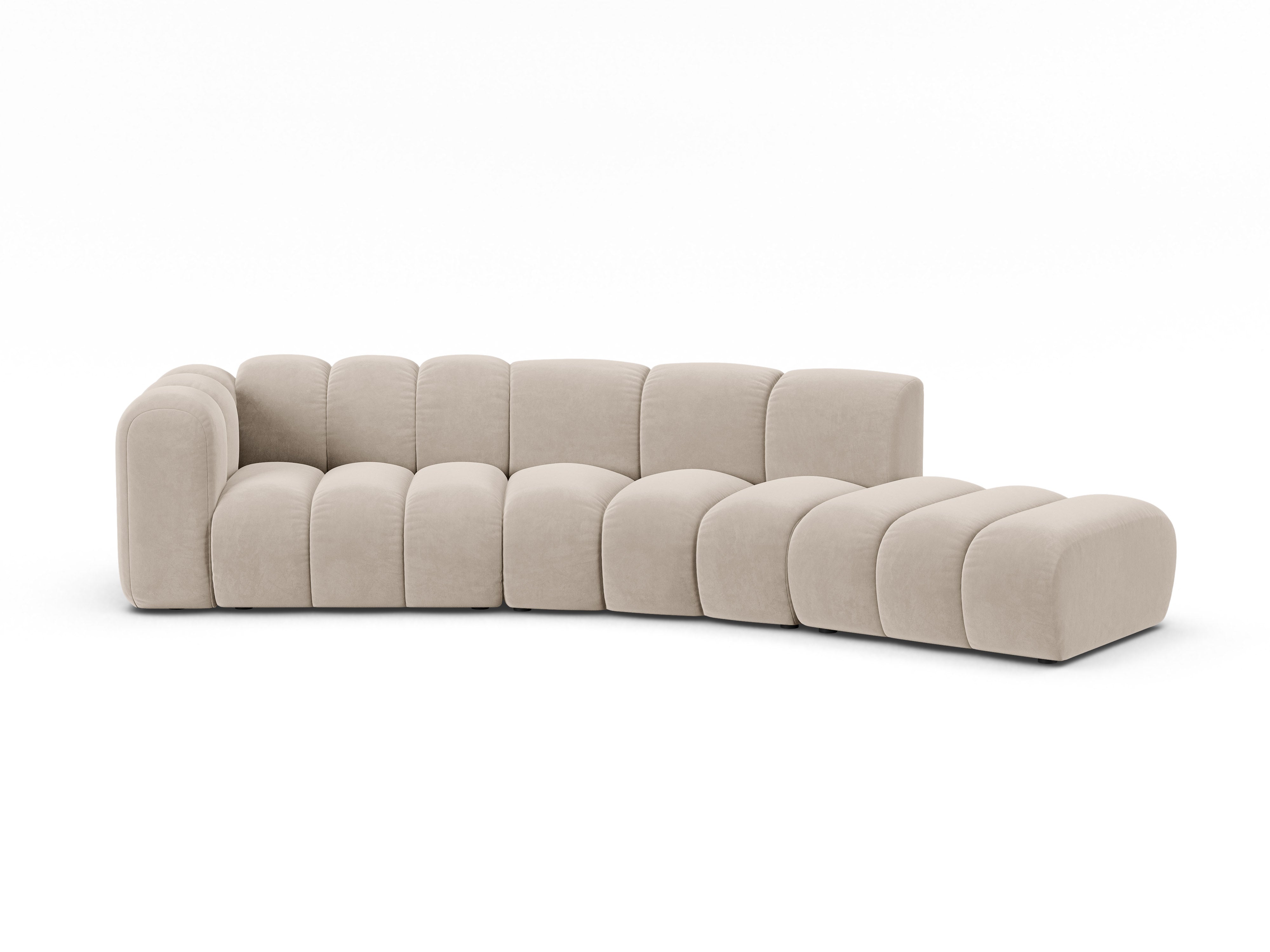 Sofa aksamitna 5-osobowa prawostronna LUPINE beżowy – Micadoni