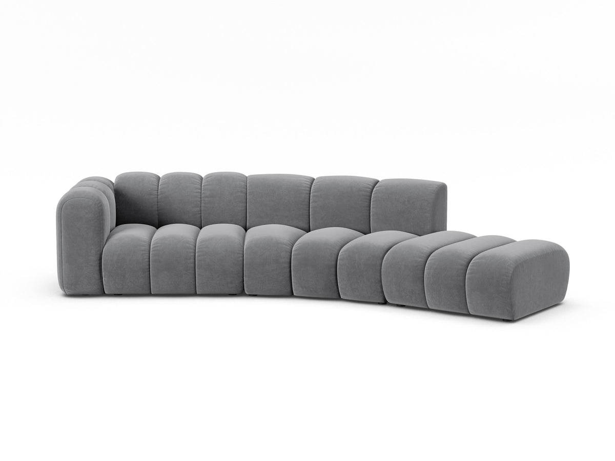 Sofa aksamitna 5-osobowa prawostronna LUPINE szary – Micadoni