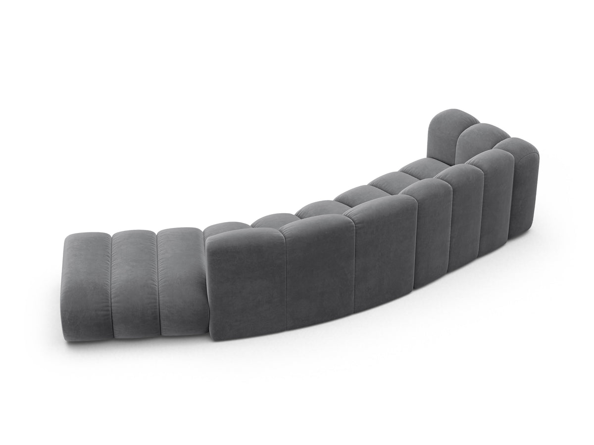 Sofa aksamitna 5-osobowa prawostronna LUPINE szary – szenil