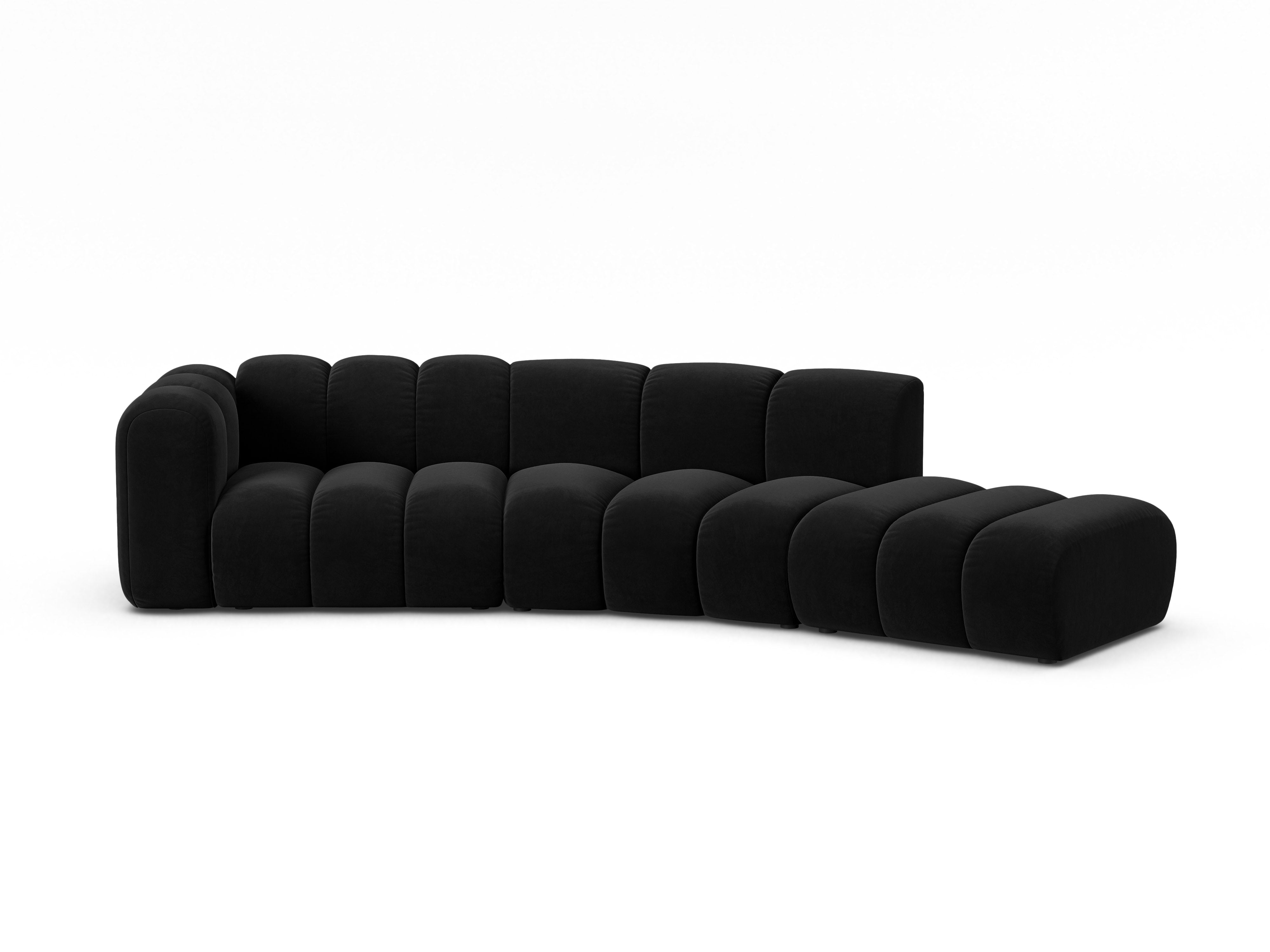 Sofa aksamitna 5-osobowa prawostronna LUPINE czarny – Micadoni