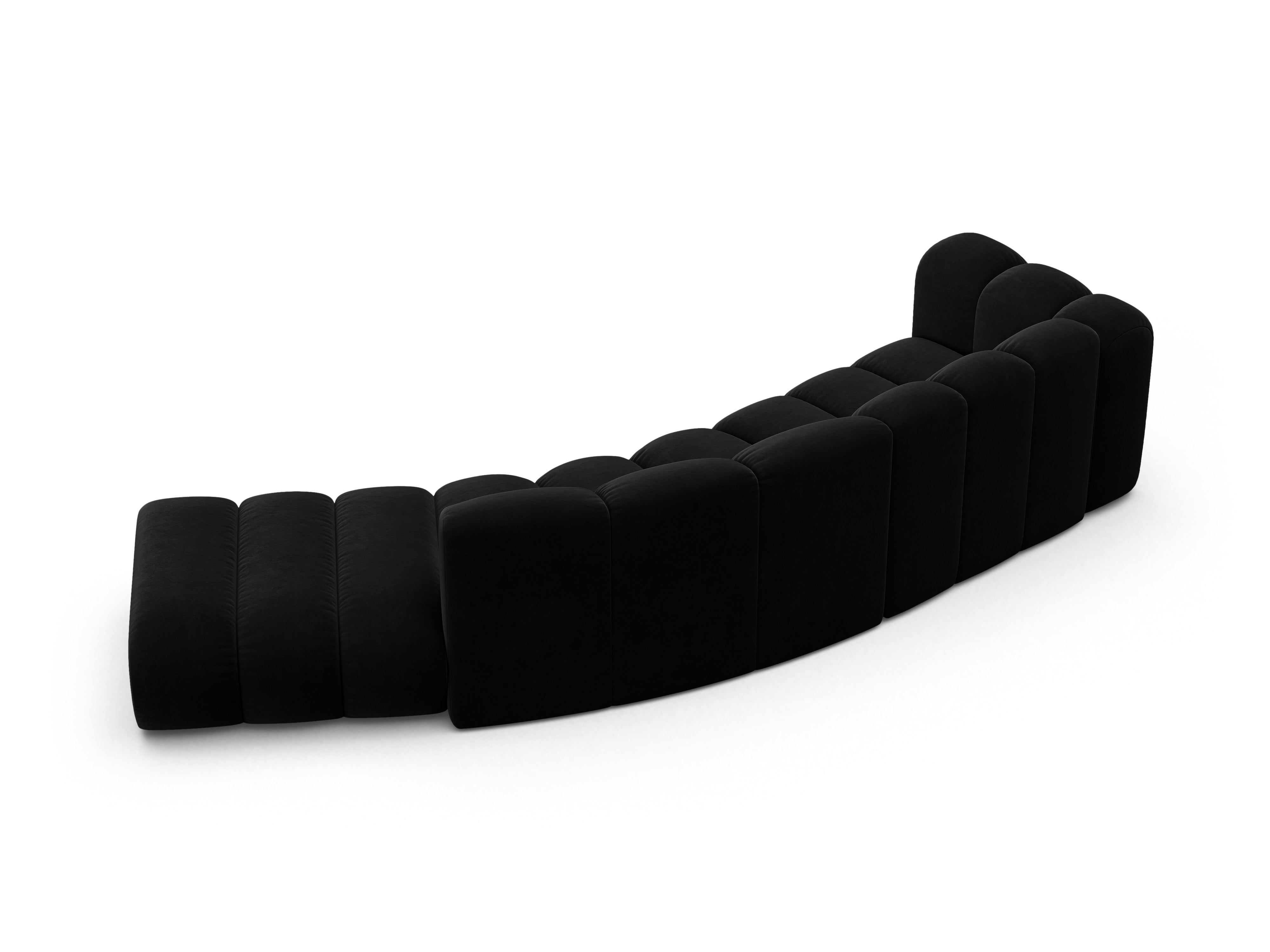 Sofa aksamitna 5-osobowa prawostronna LUPINE czarny – szenil