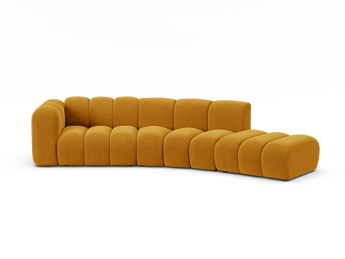 Sofa aksamitna 5-osobowa prawostronna LUPINE musztardowy – Micadoni