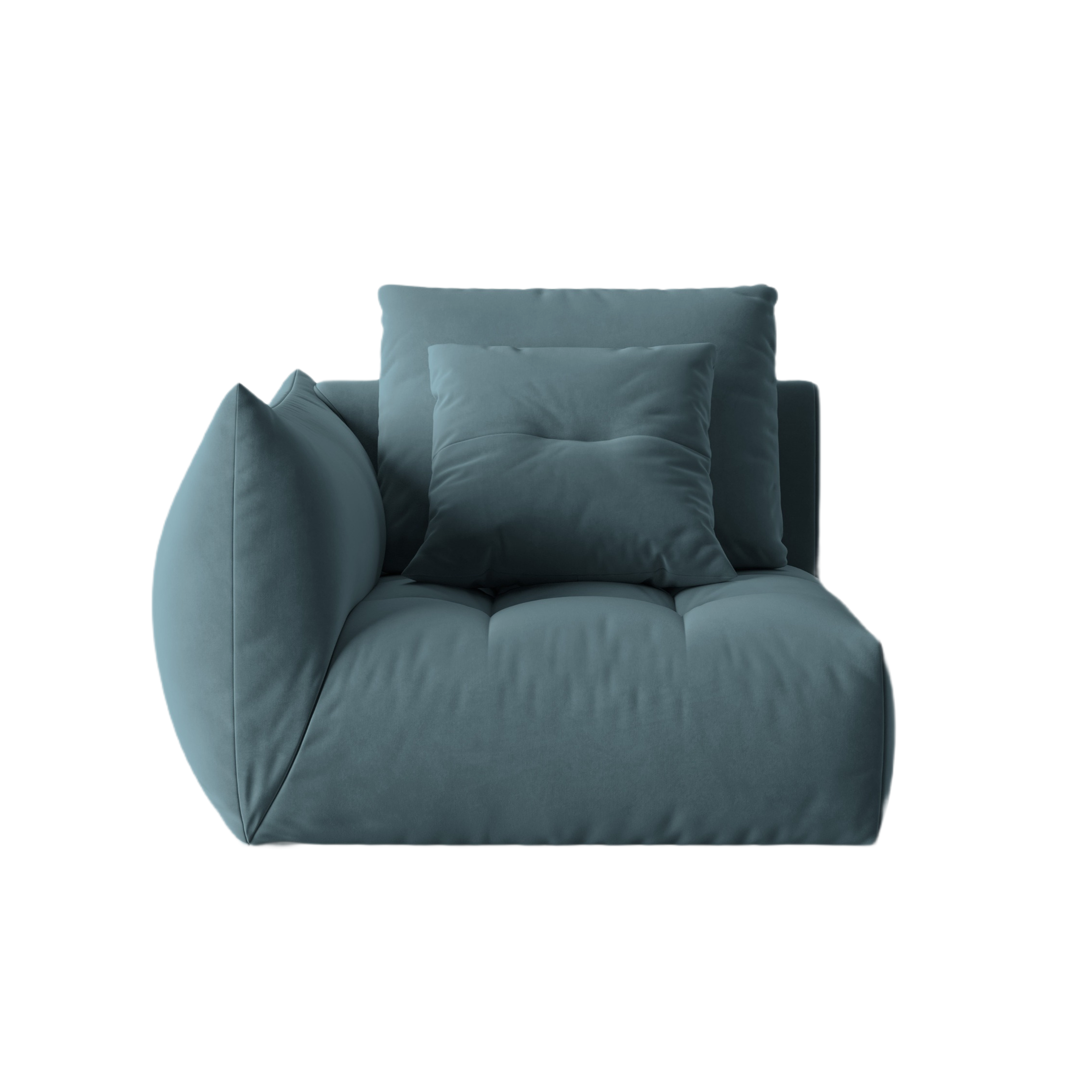 Velvet modular sofa BLOOM - left element light blue