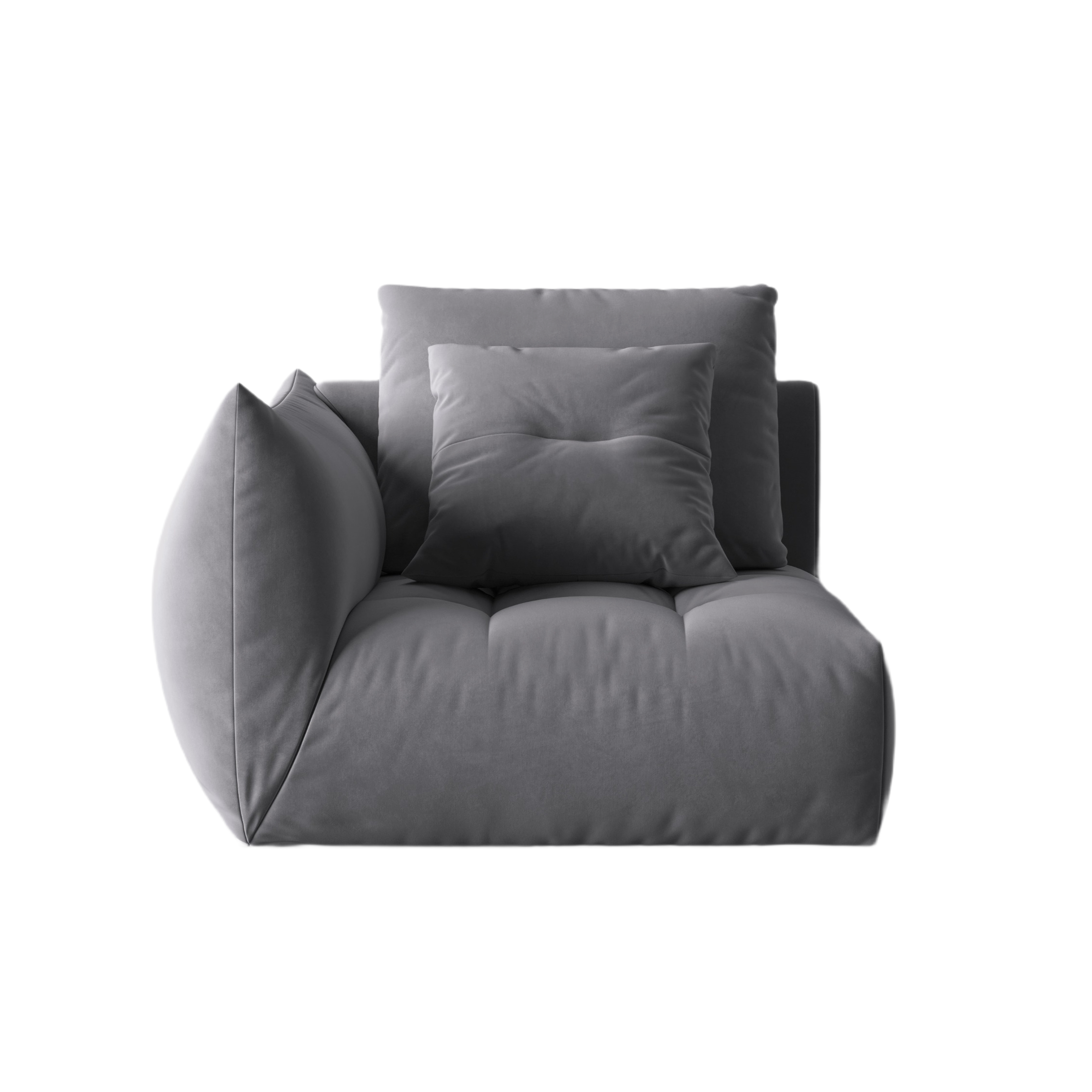 Velvet modular sofa BLOOM - left element dark gray