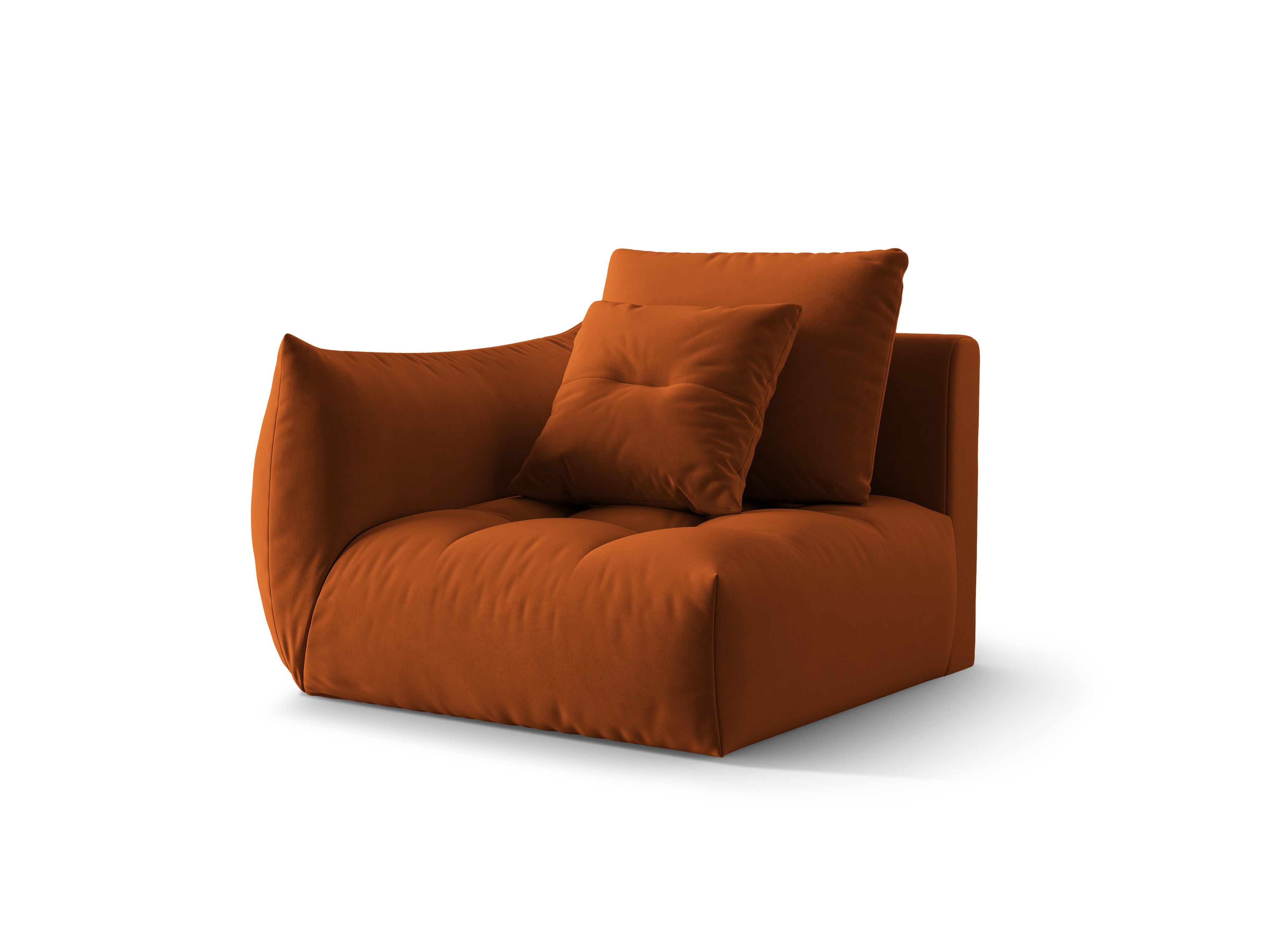 Modulares Samtsofa BLOOM - linkes Element Terrakotta
