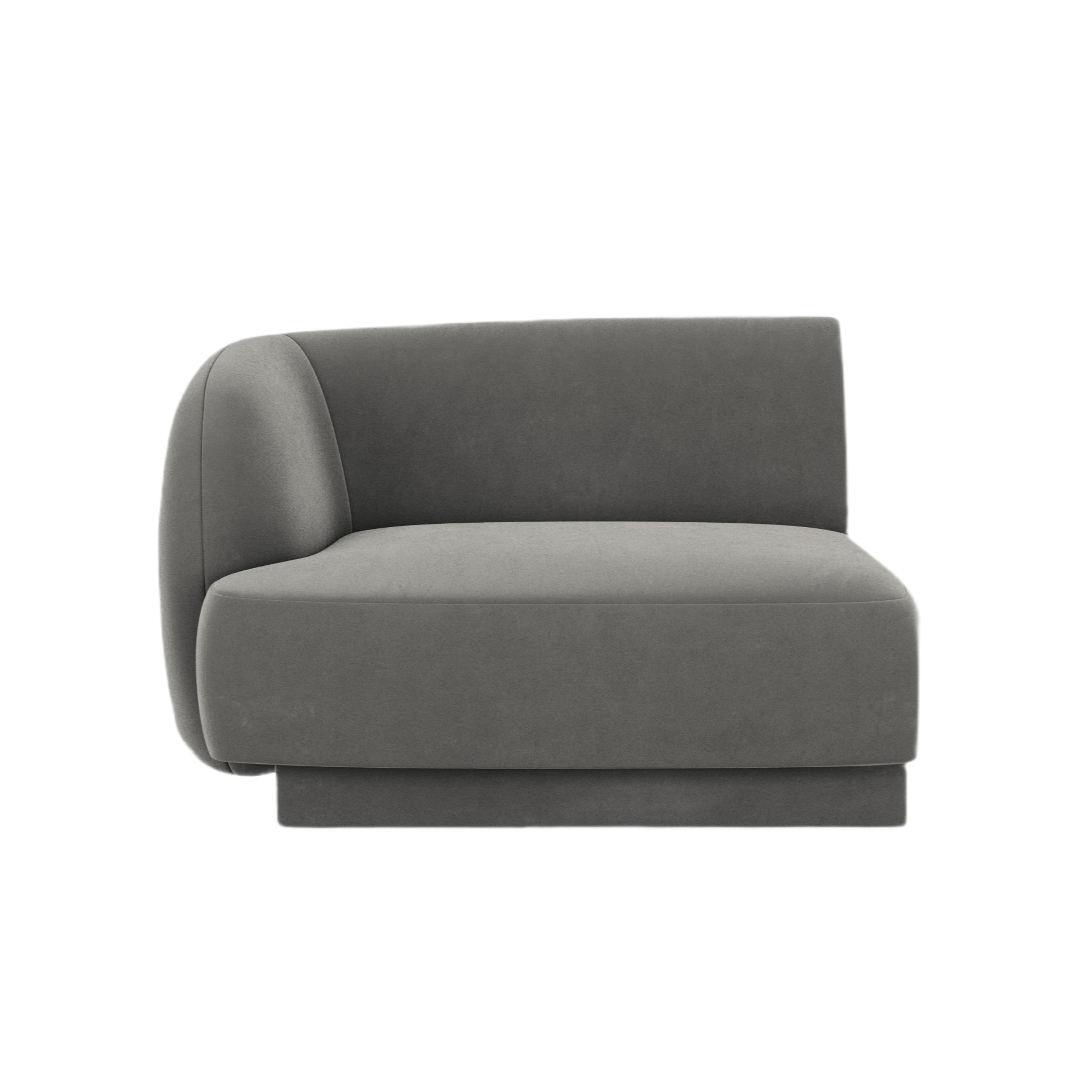 Modulaire fluwelen bank MILEY - linker module lichtgrijs