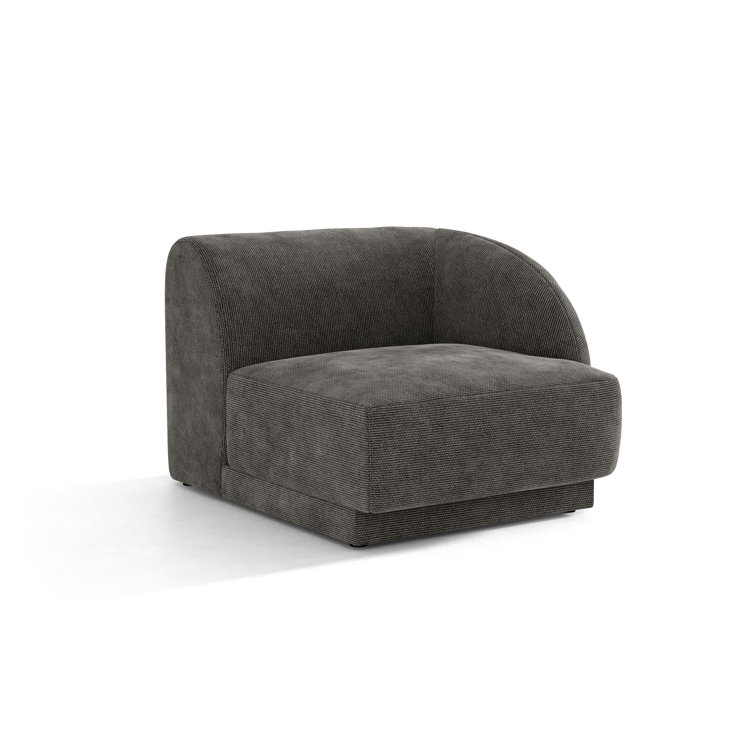 Sofa modułowa MILEY - moduł prawostronny szary szenil jedwabisty do salonu