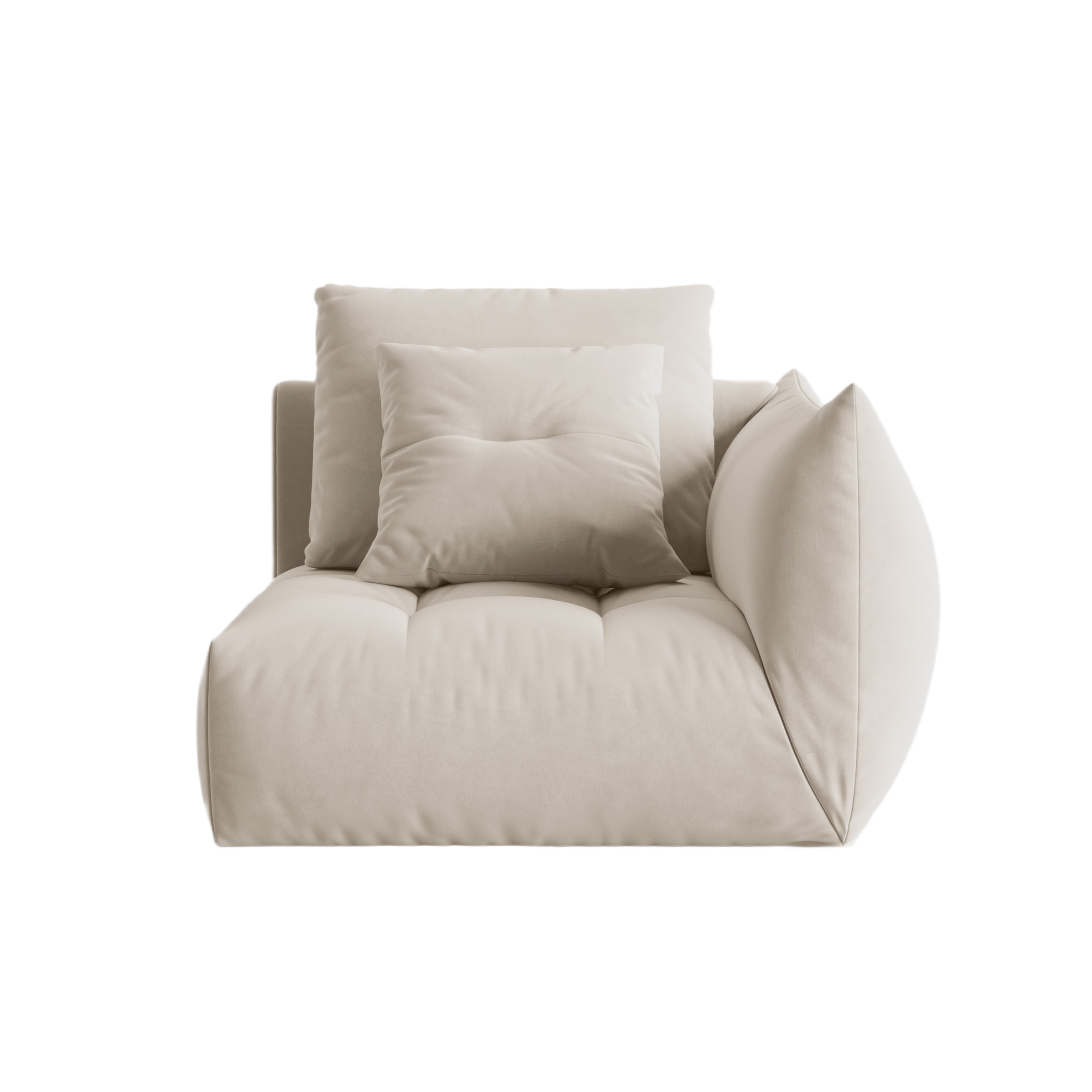 Modulares Samtsofa BLOOM - rechte Element ecru