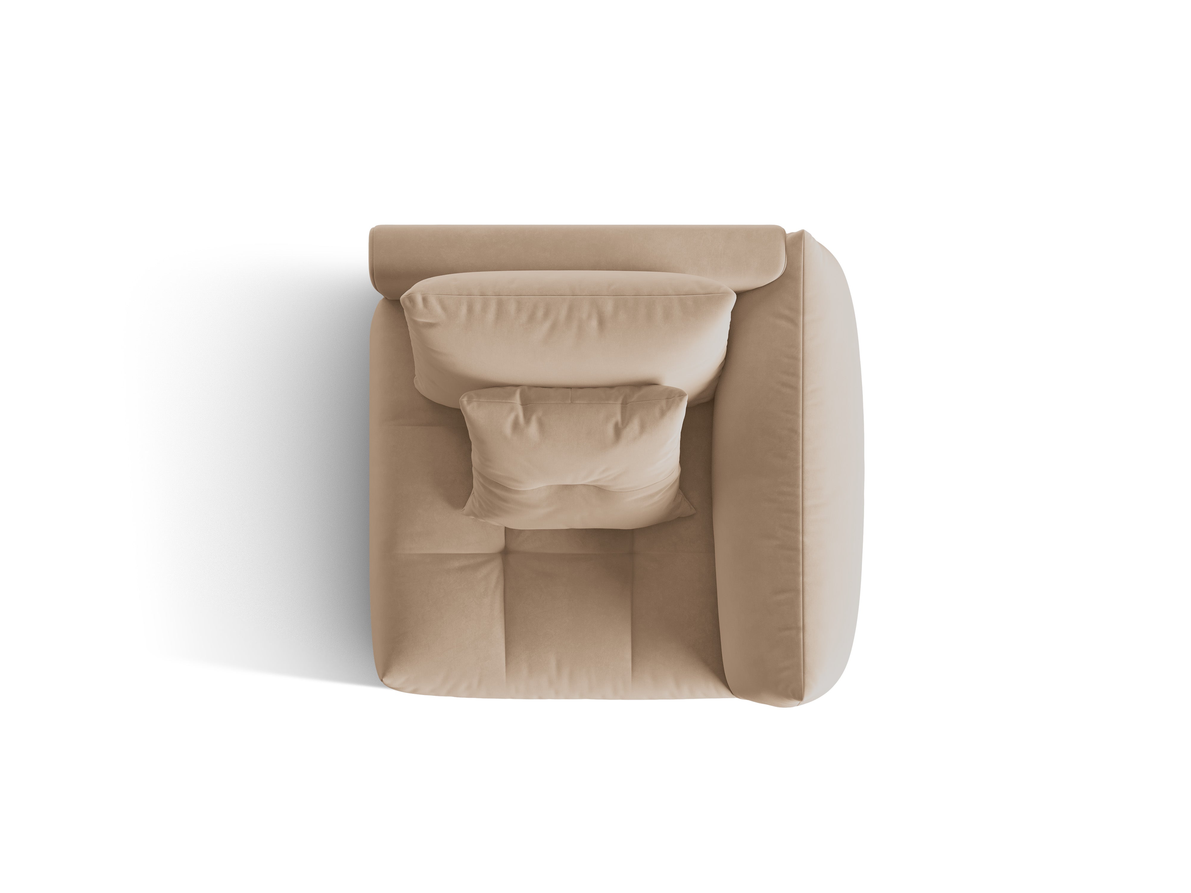 Modulaire fluwelen bank BLOOM - rechtszijdig zandkleurig element