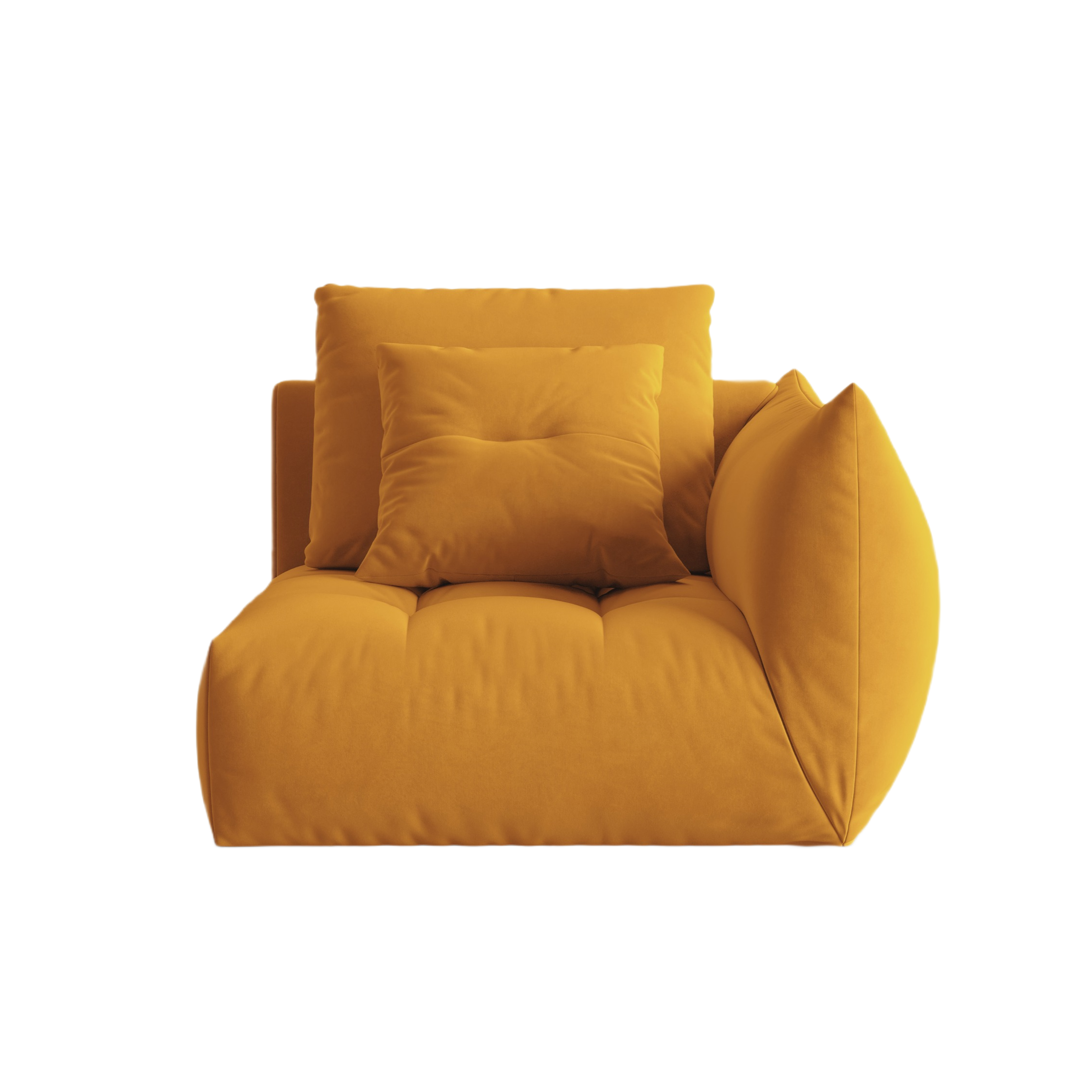 Velvet modular sofa BLOOM - right-side element yellow
