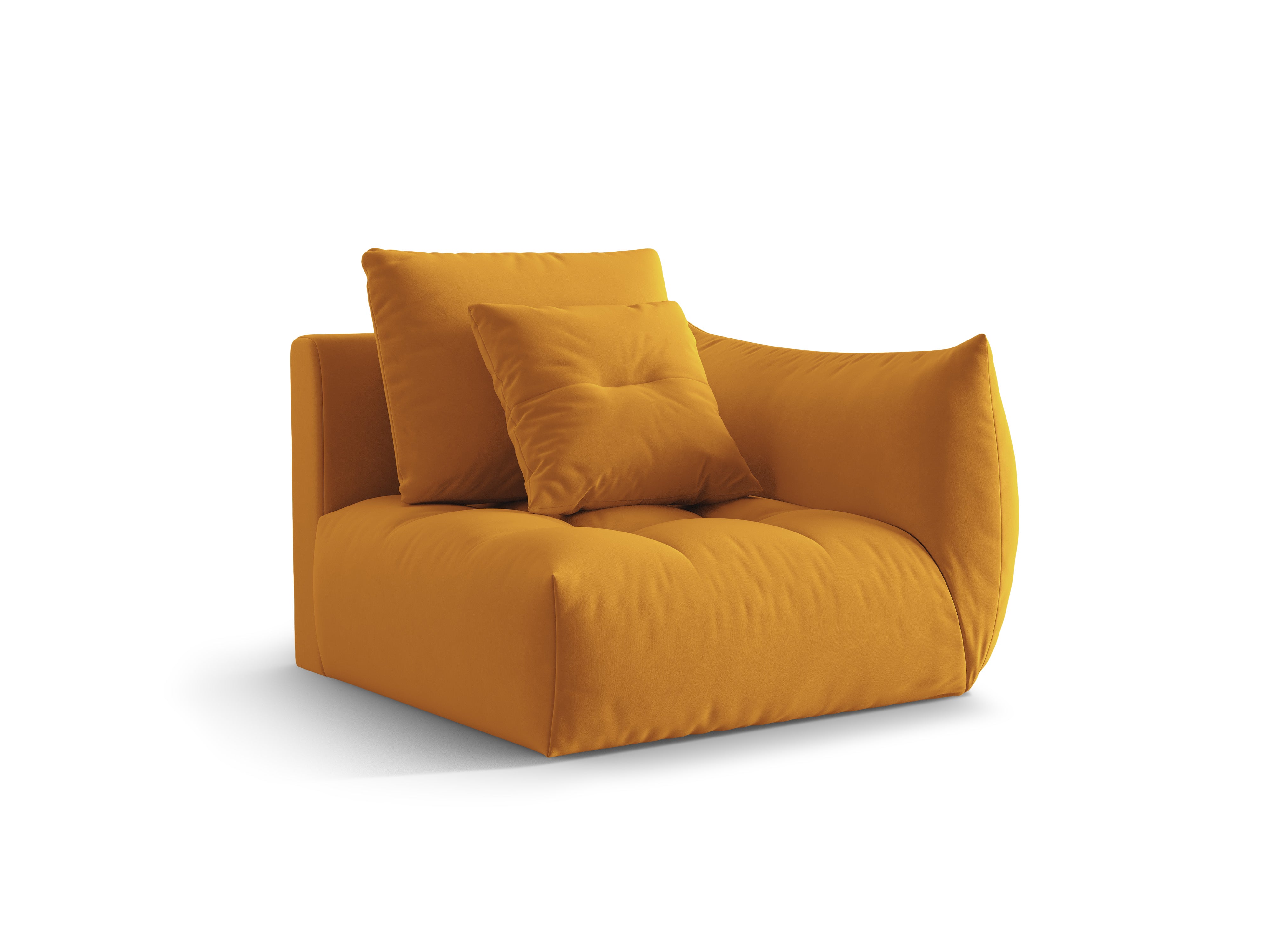 Velvet modular sofa BLOOM - right-side element yellow