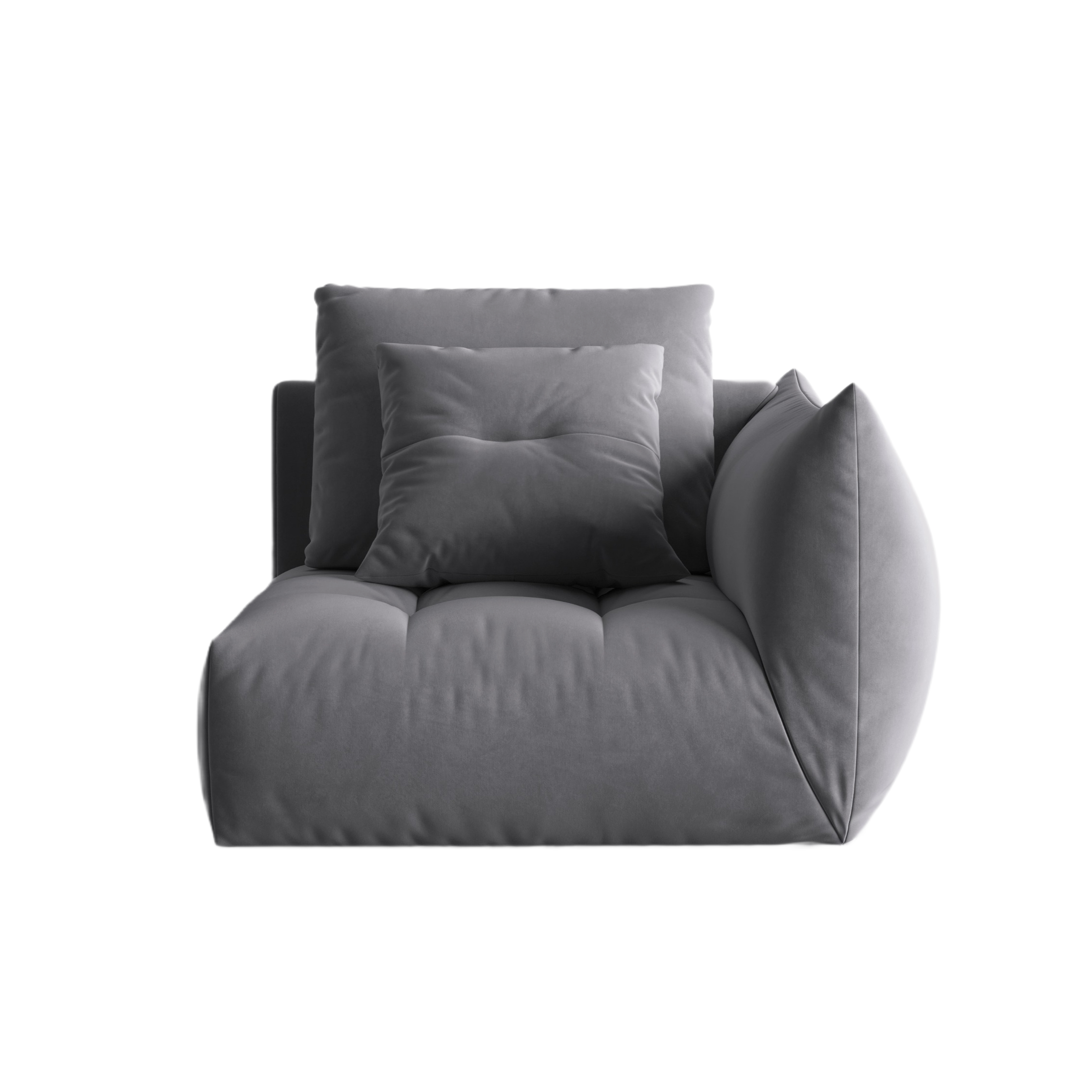 Modulaire fluwelen bank BLOOM - rechterelement donkergrijs