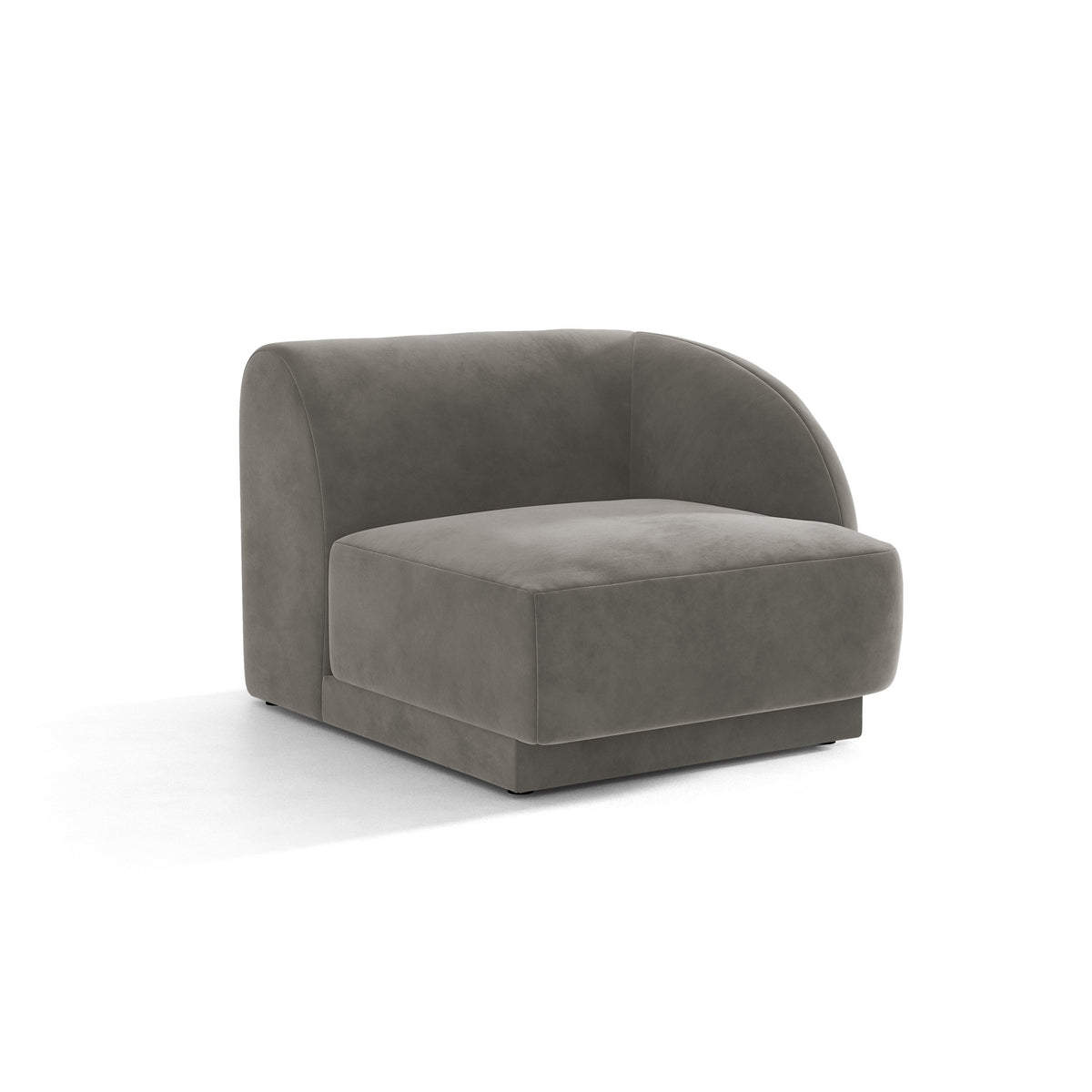 Sofa modułowa aksamitna MILEY - moduł prawostronny jasnoszary do salonu