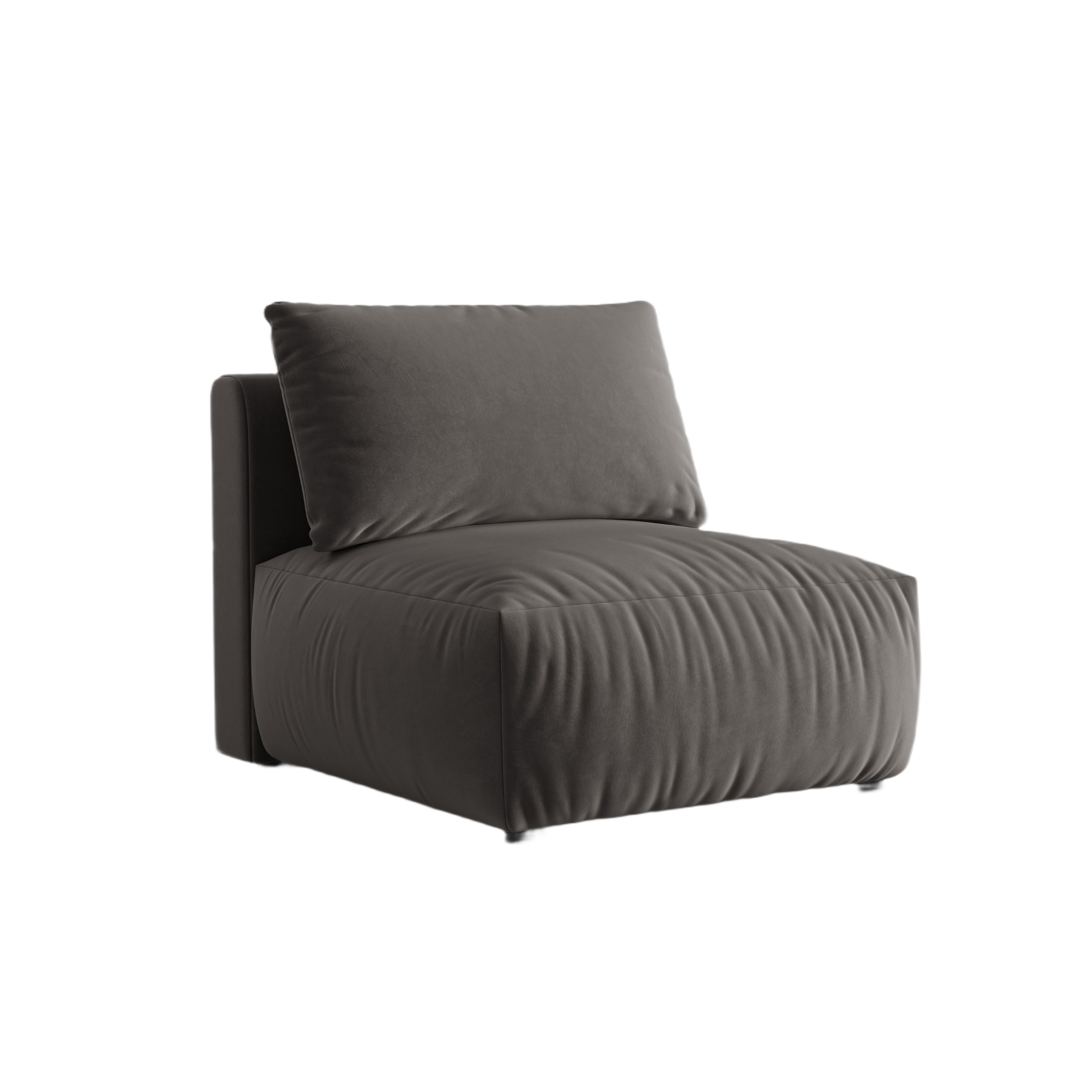 Velvet modular sofa CHRIS - central element dark gray
