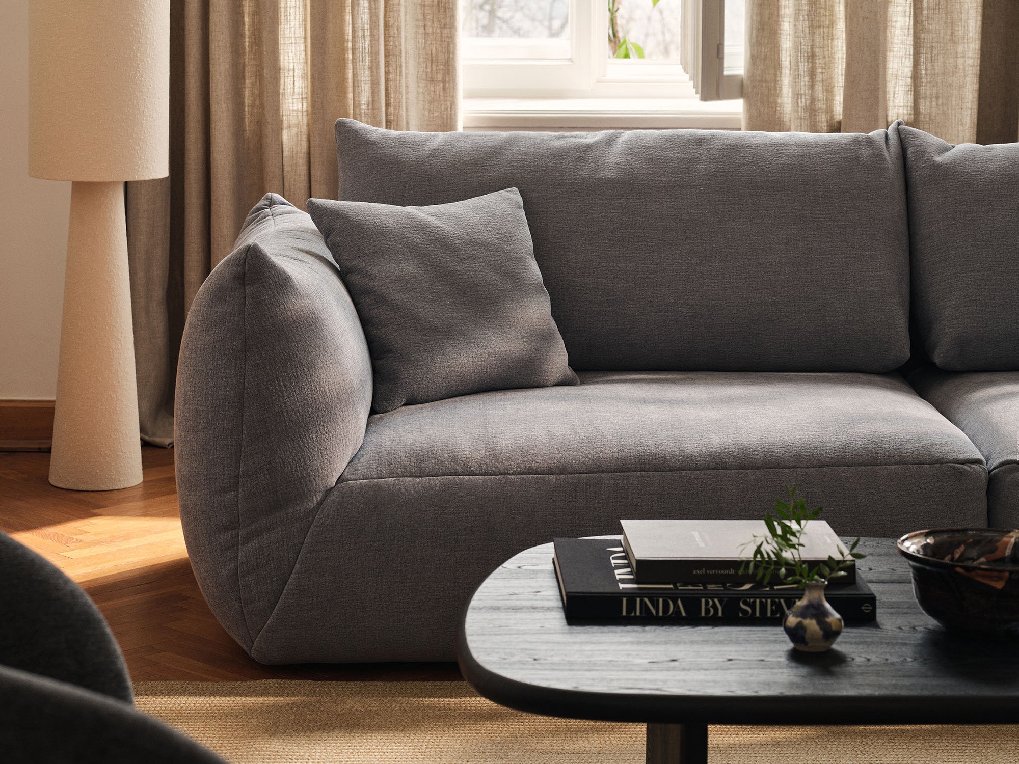 CHRIS modular sofa - wide left-sided element in gray chenille