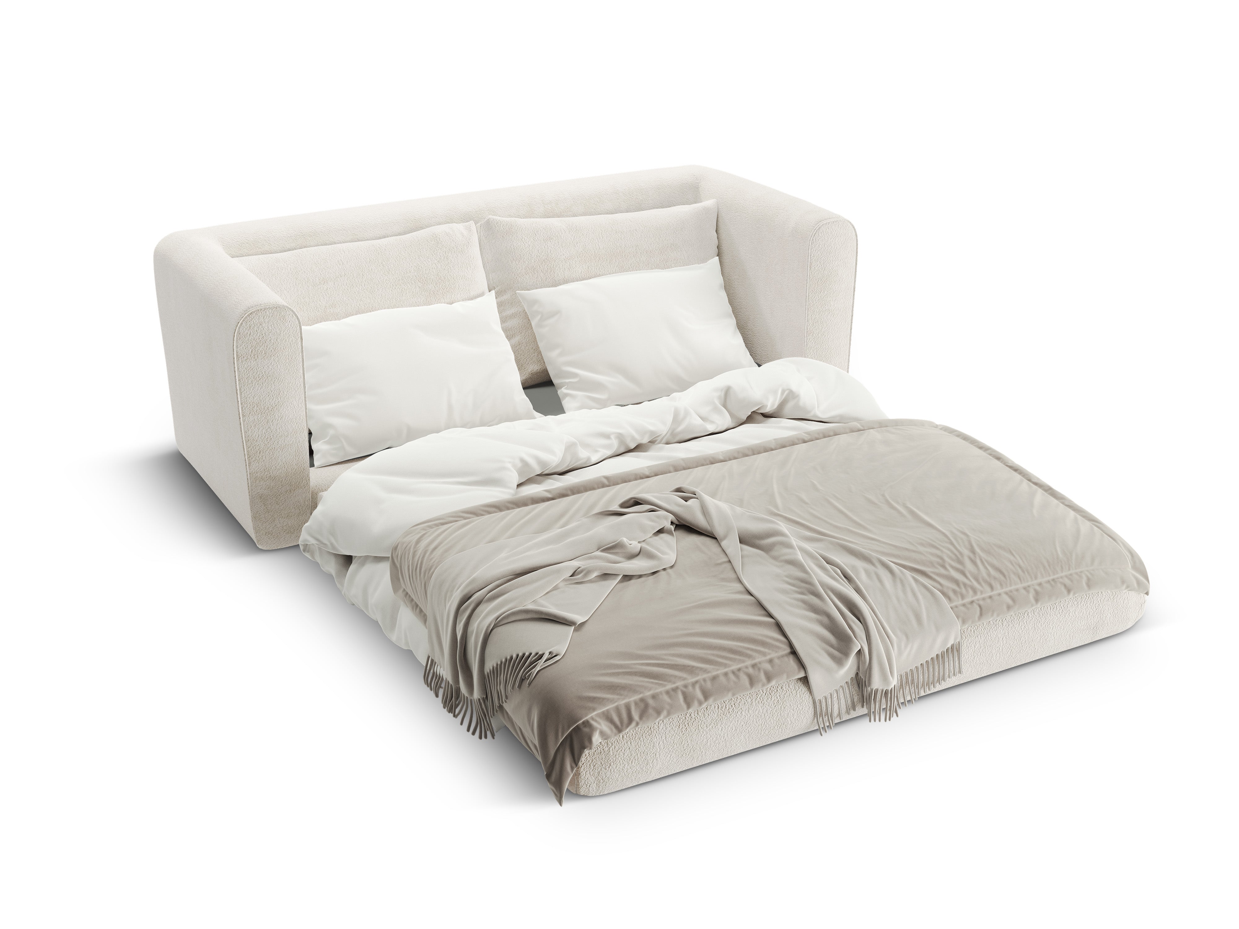 LIDO 2-zitsbank met slaapfunctie lichtbeige boucle
