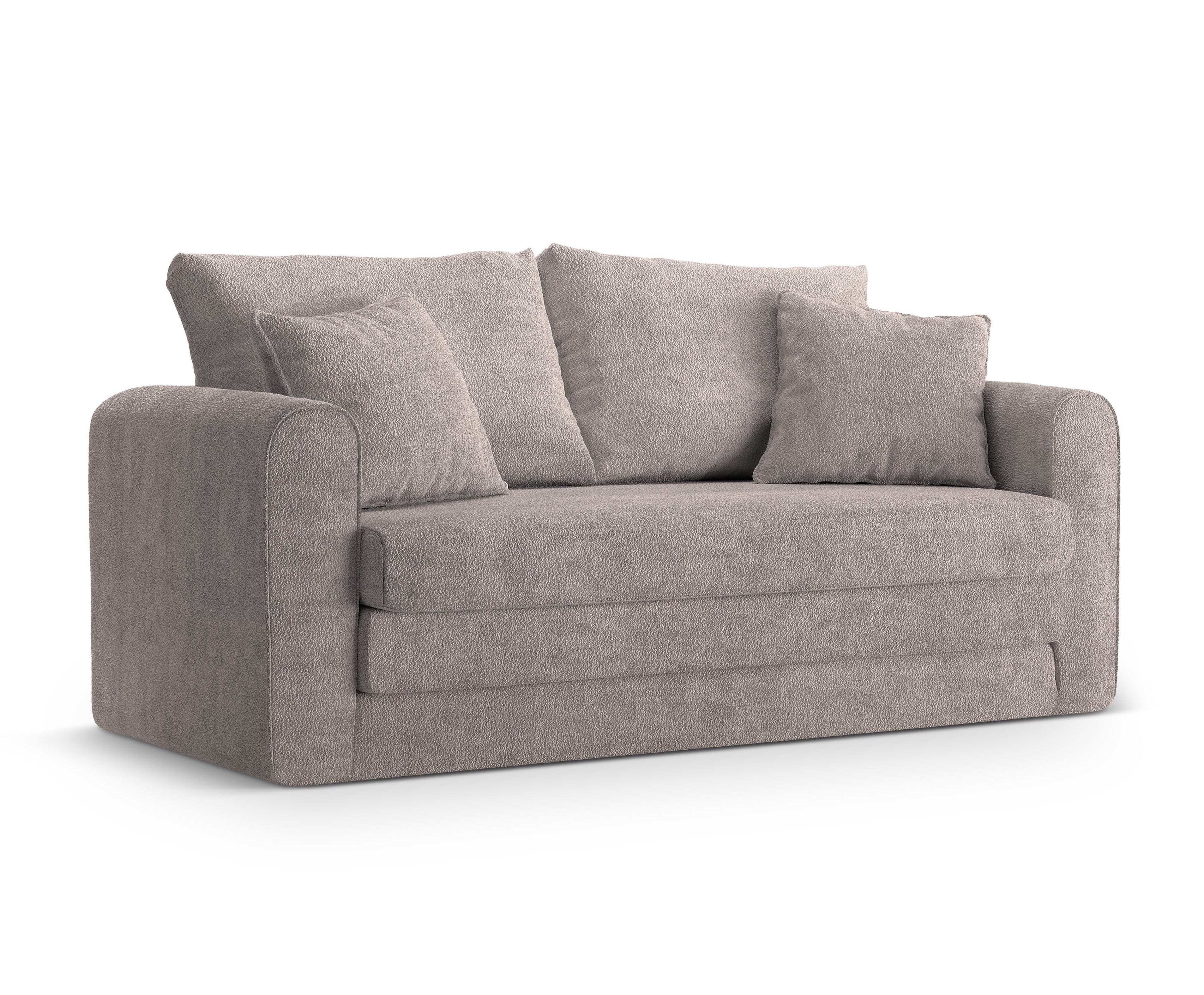 Sofa 2-sitzig mit Schlaffunktion LIDO in warmem grauem Boucle