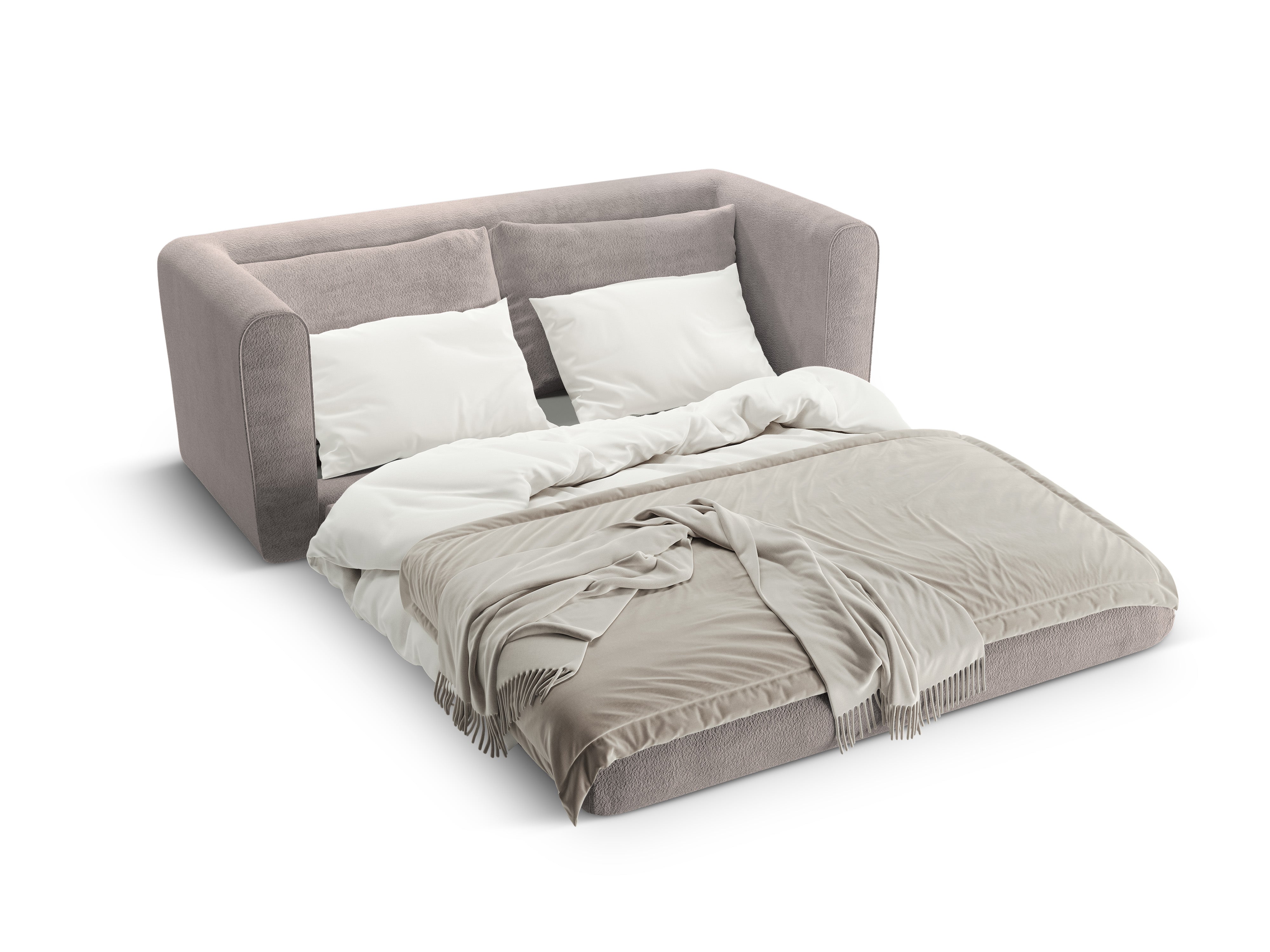 Sofa 2-sitzig mit Schlaffunktion LIDO in warmem grauem Boucle