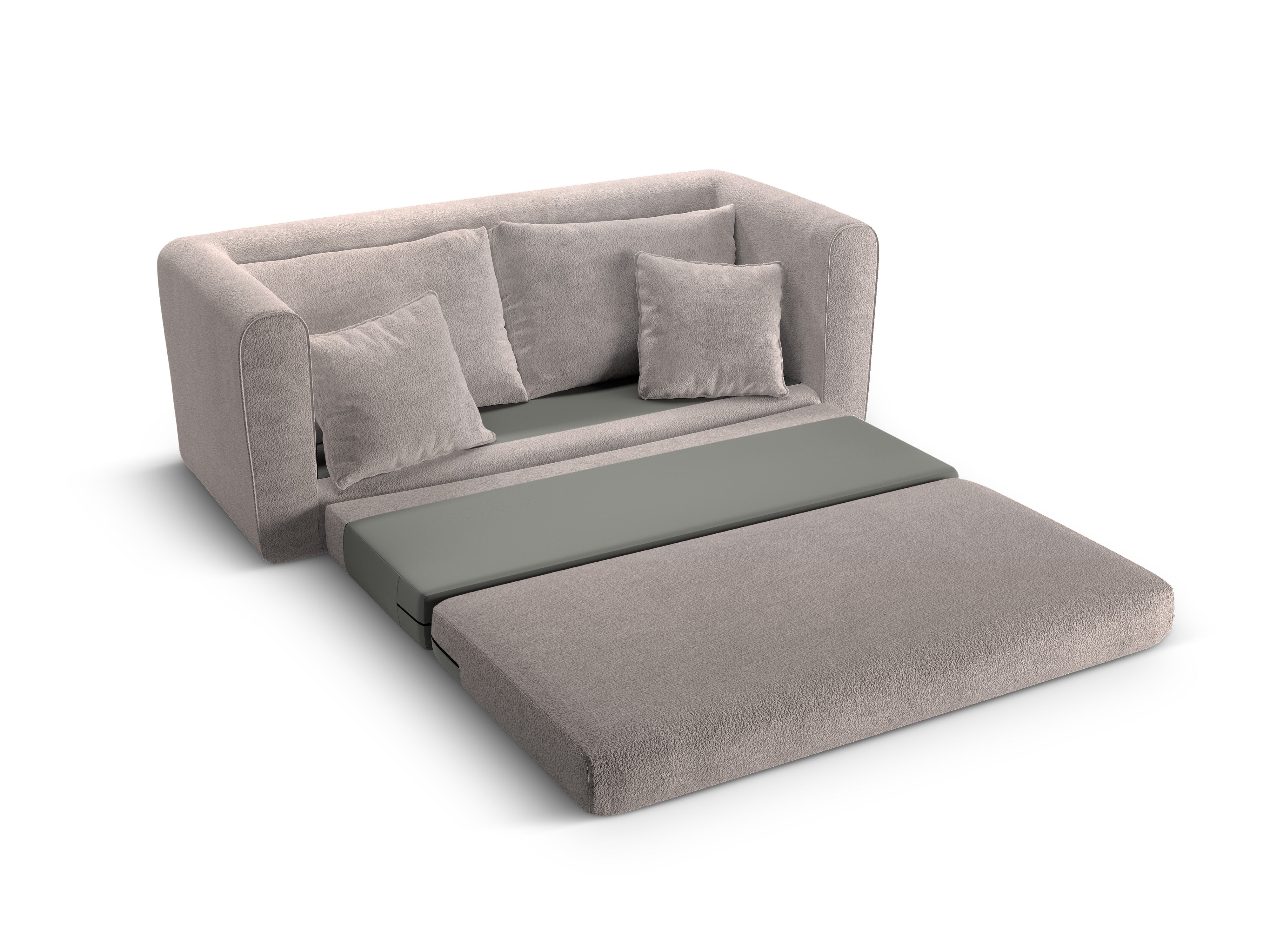 Sofa 2-sitzig mit Schlaffunktion LIDO in warmem grauem Boucle