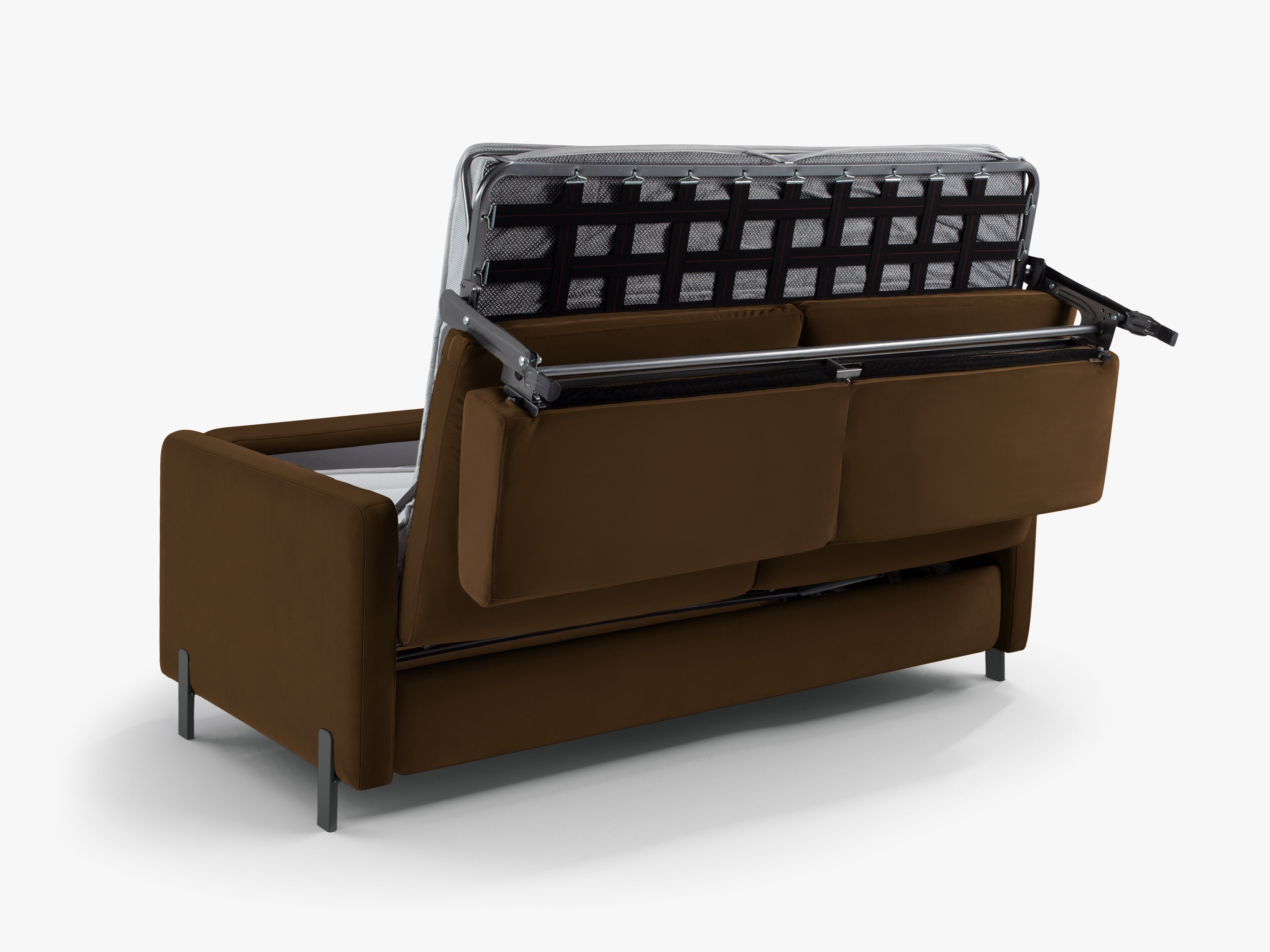 Sofa aus Samt für 2 Personen mit Schlaf-Funktion GLORIA schokoladenbraun