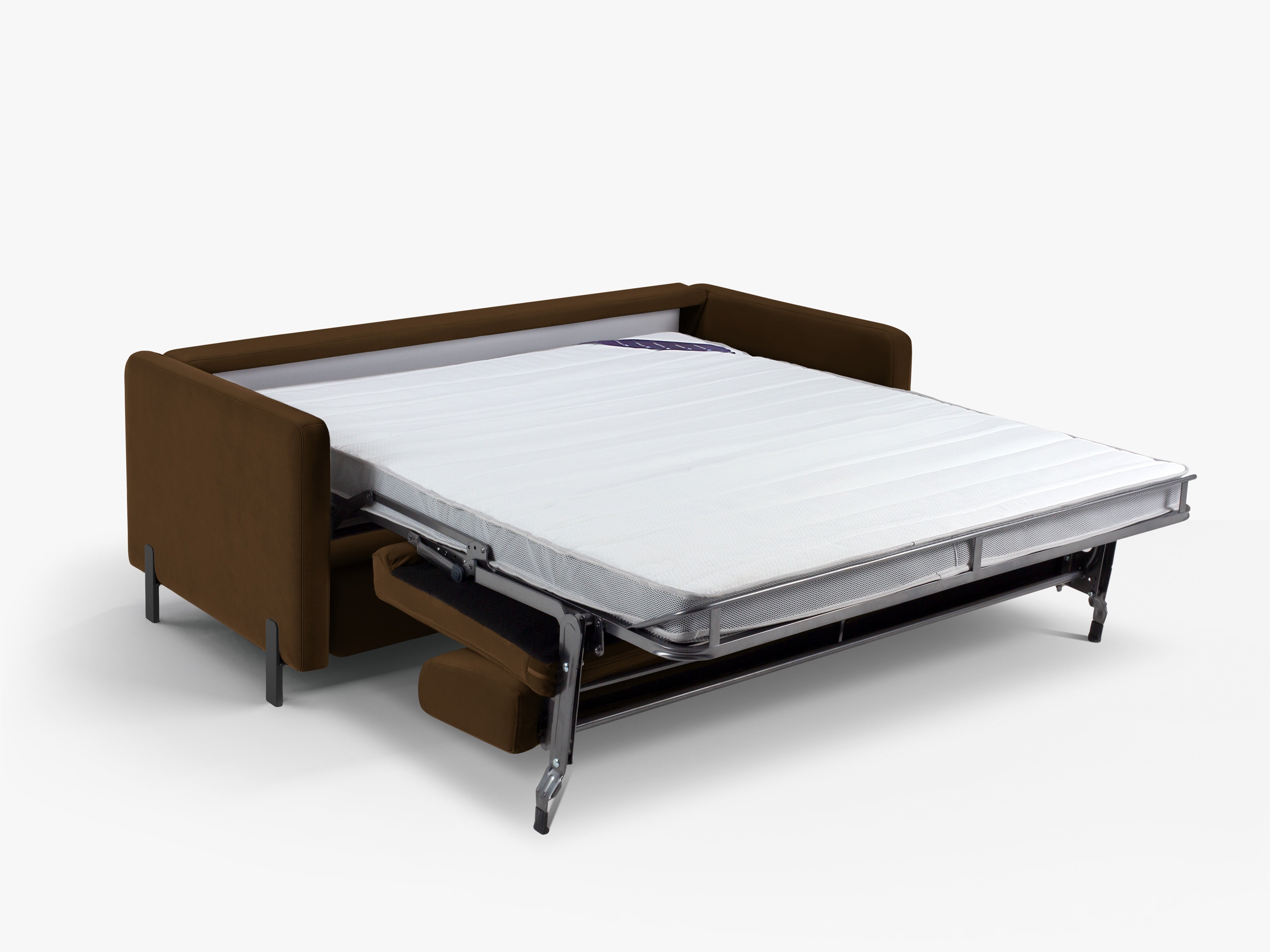 Sofa aus Samt für 2 Personen mit Schlaf-Funktion GLORIA schokoladenbraun