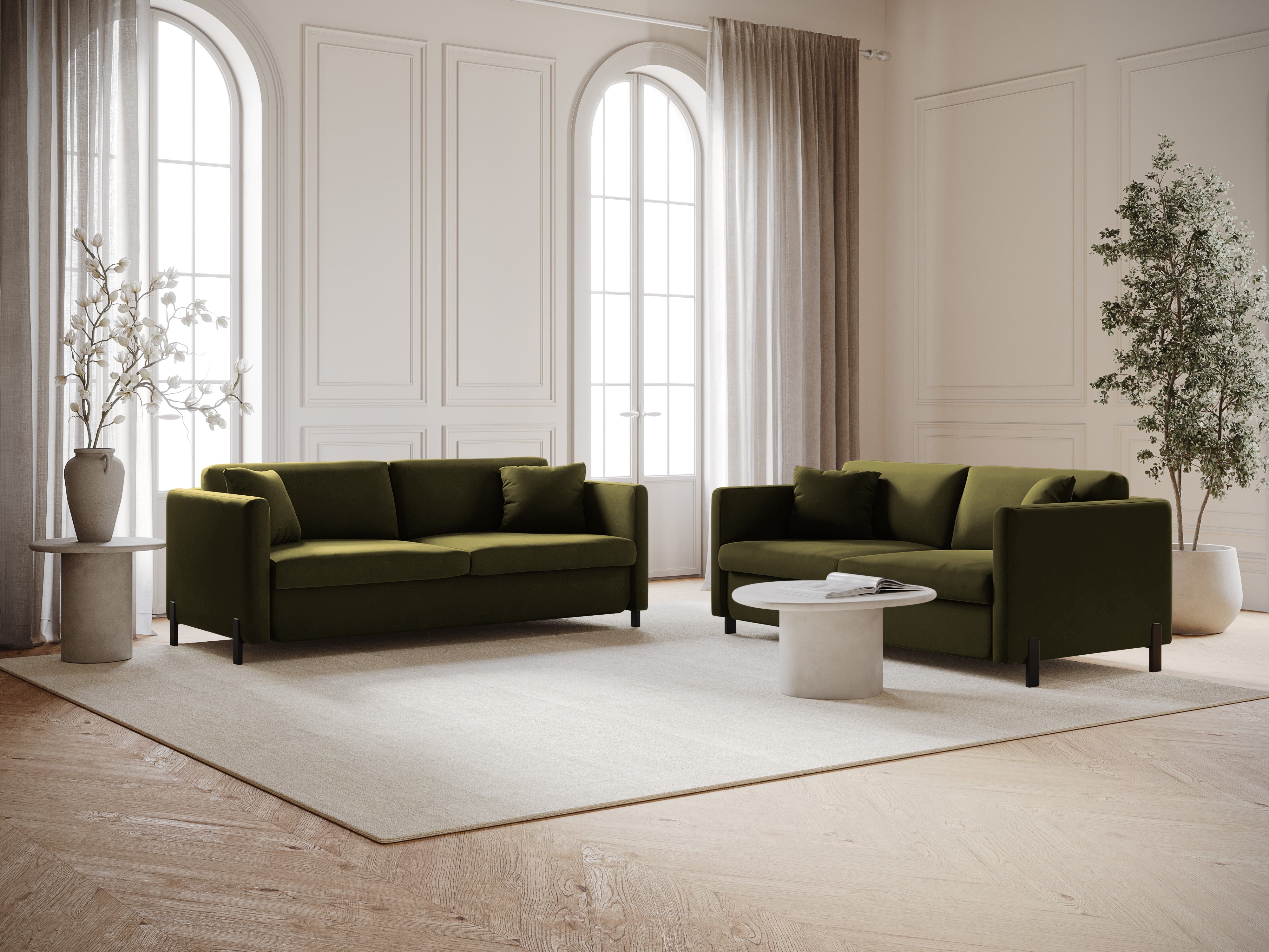 Sofa aus Samt für 2 Personen mit Schlaf-Funktion GLORIA grün