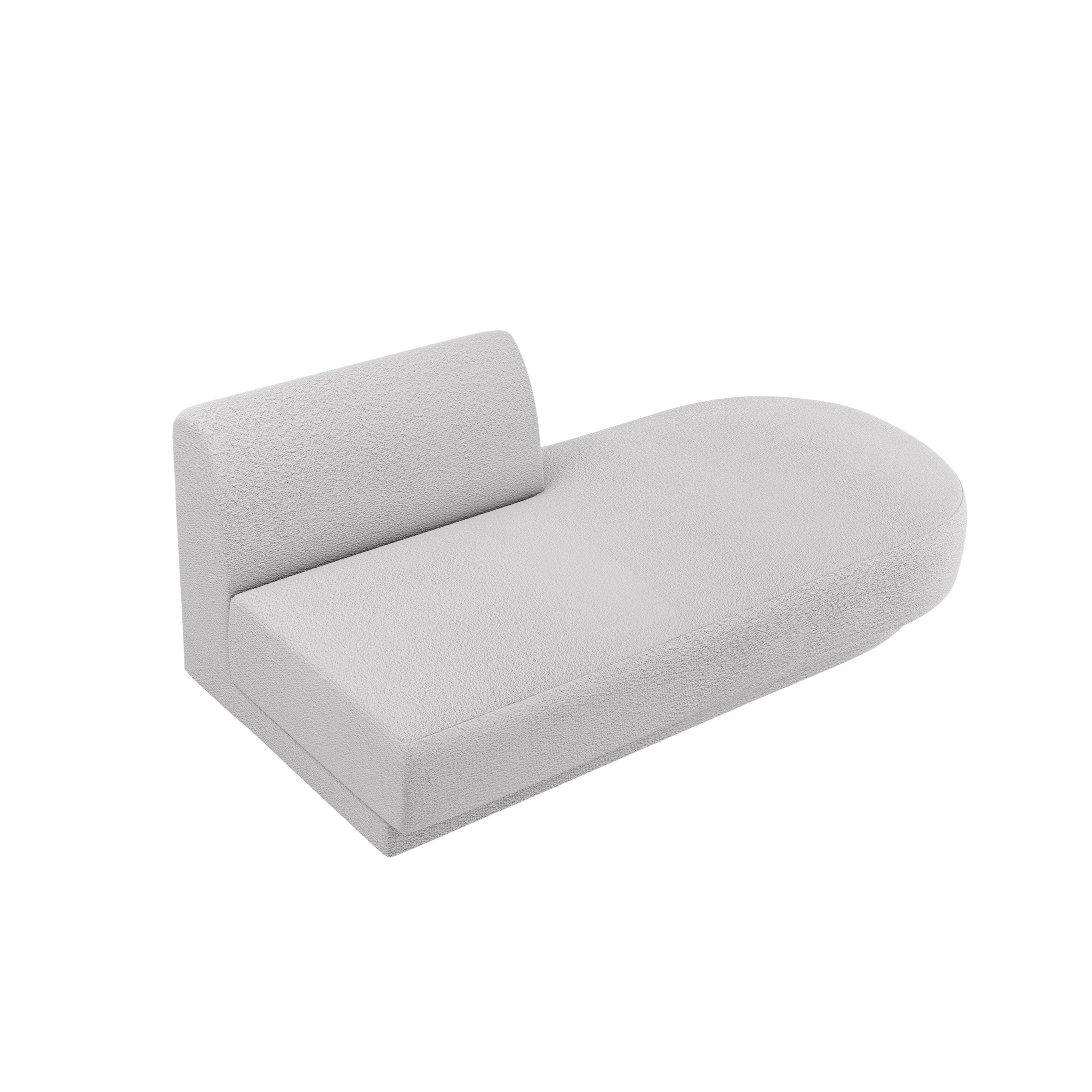 Rechthoekige 2-persoons chaise longue MILEY lichtgrijze boucle