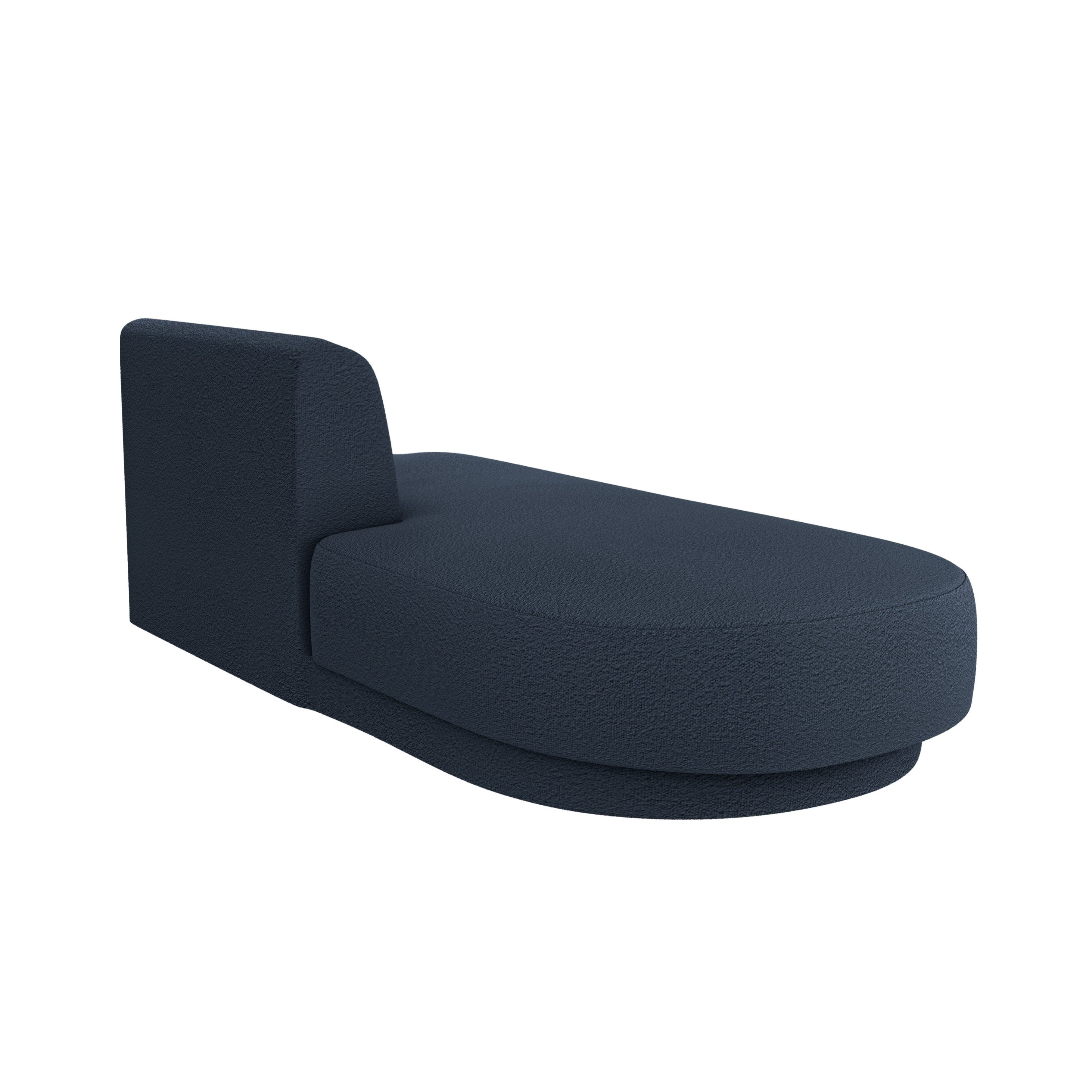 Left-facing 2-seater chaise longue MILEY dark blue boucle