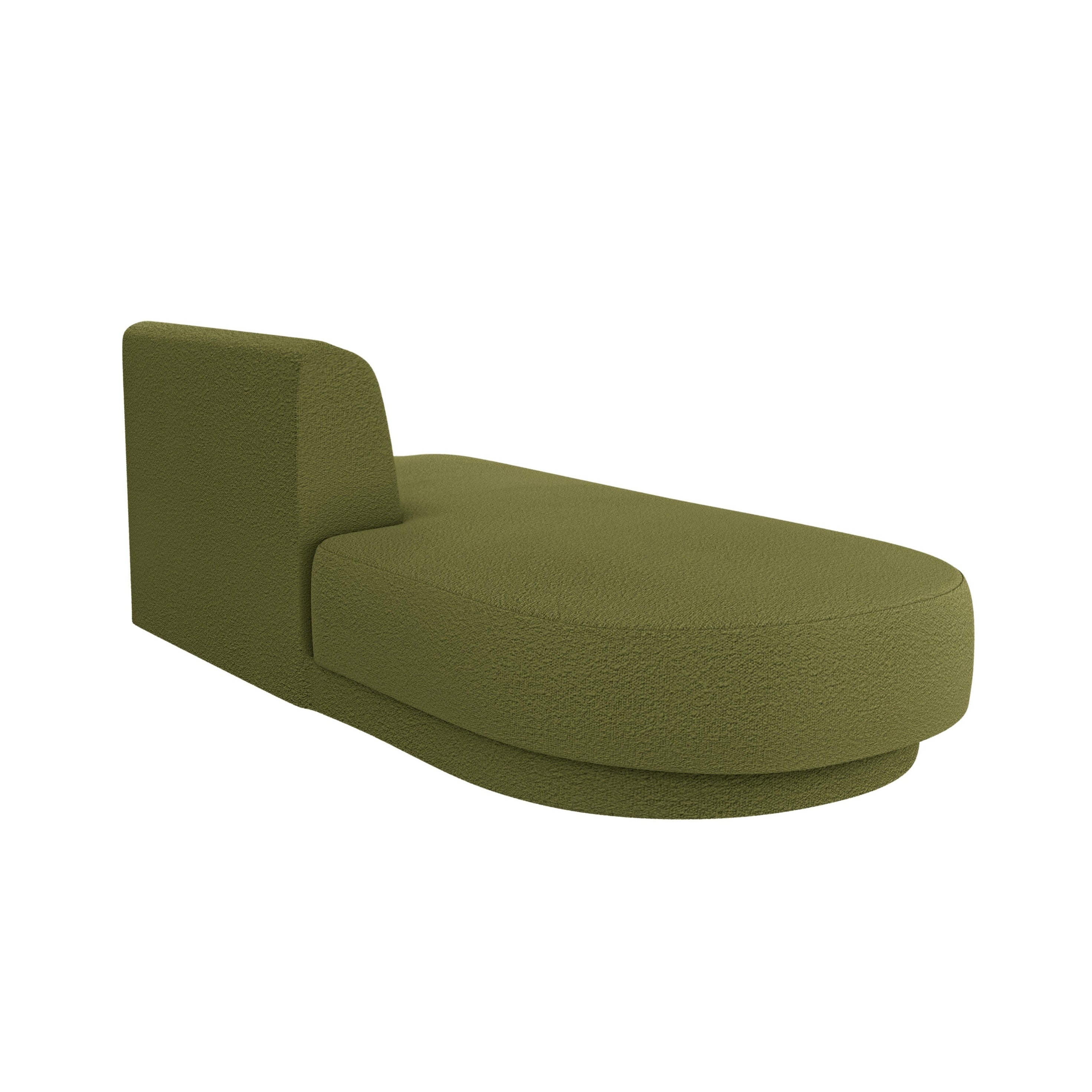 Left-facing 2-seater chaise longue MILEY green boucle