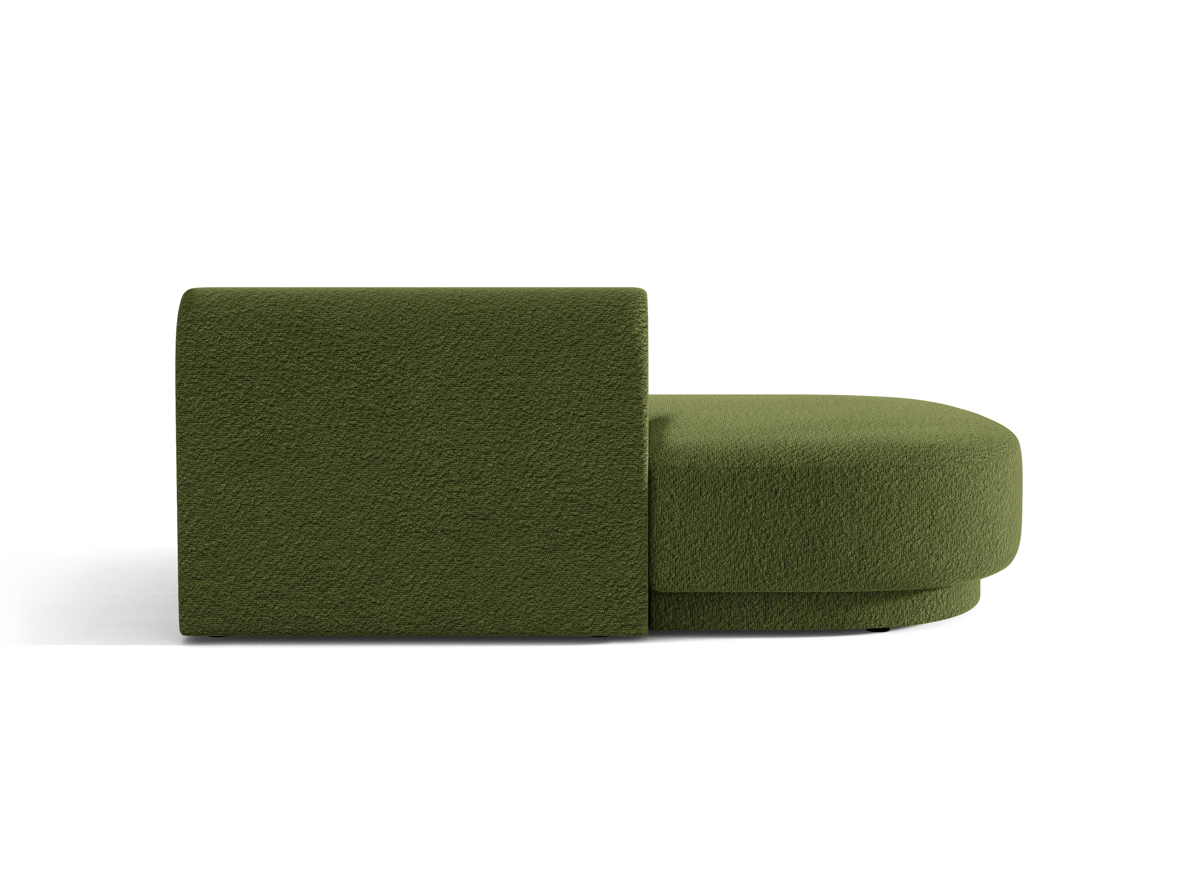 Szezlong 2-osobowy lewostronny MILEY zielony boucle – tkanina bouclé