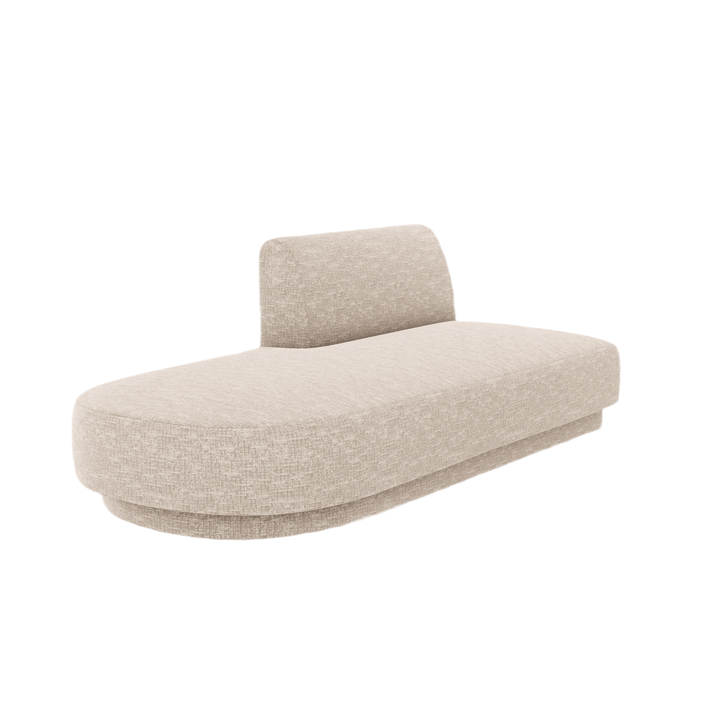 Left-facing 2-seater chaise longue MILEY beige silky chenille