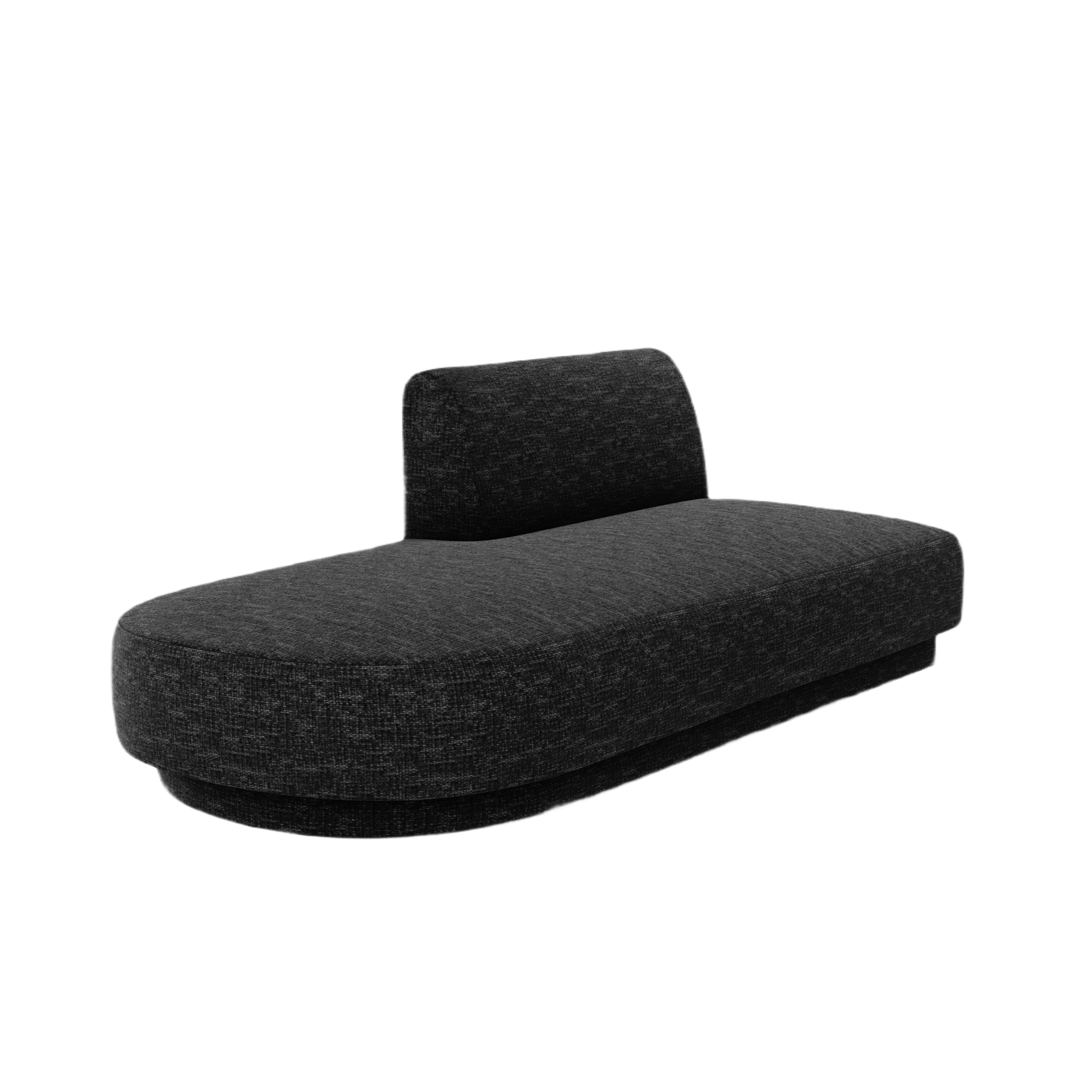 Left-facing 2-seater chaise longue MILEY black silky chenille