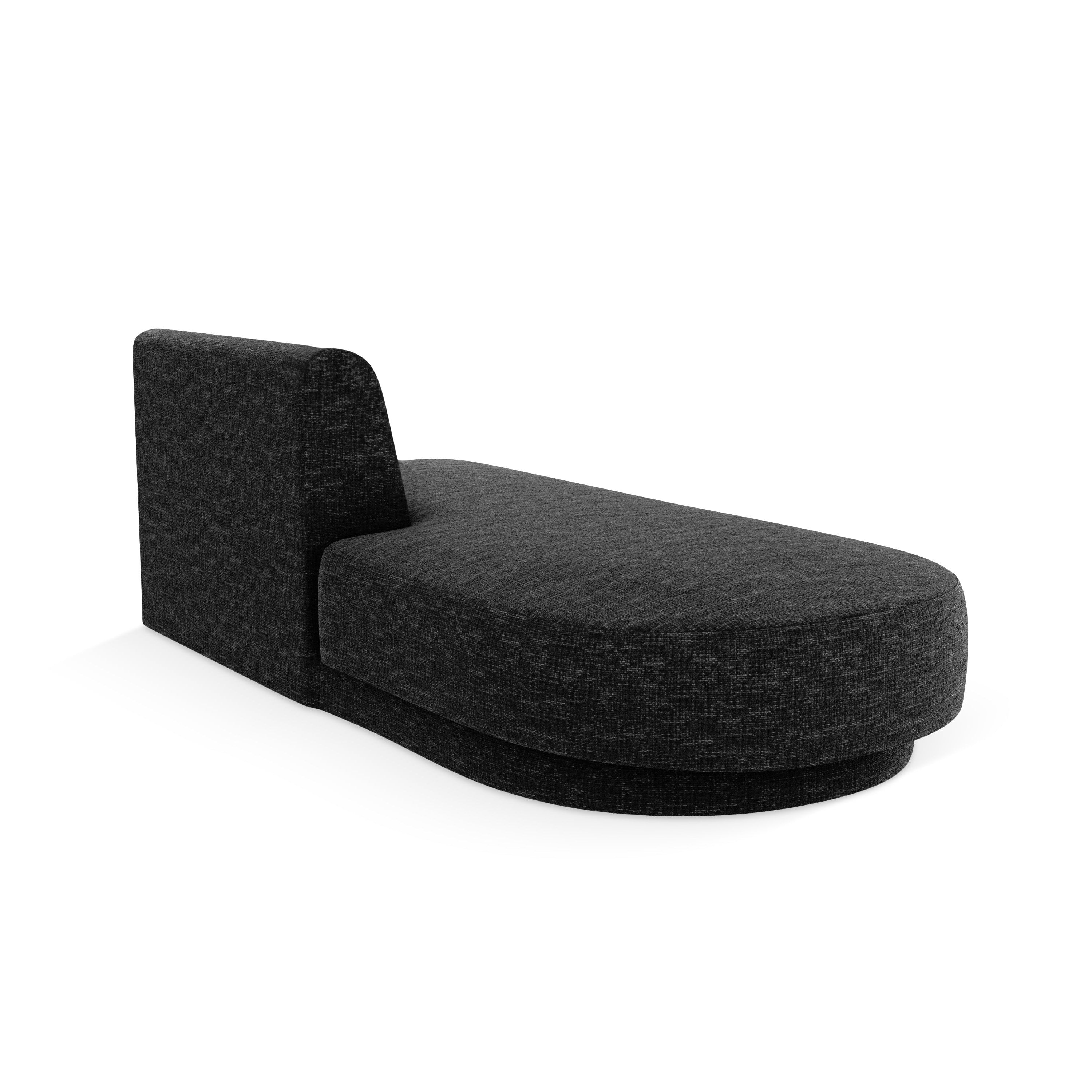 Left-facing 2-seater chaise longue MILEY black silky chenille
