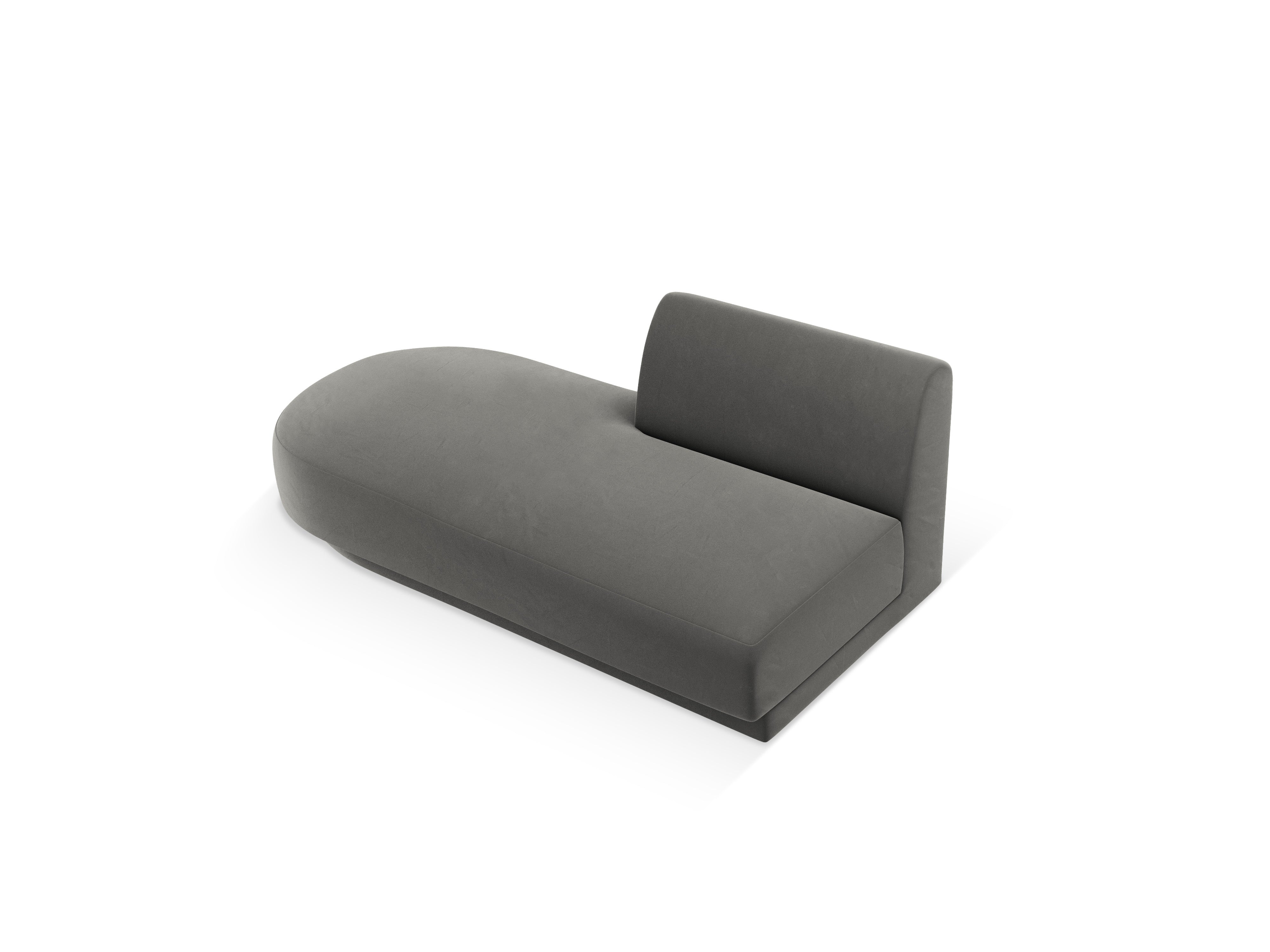2-seater velvet left-facing chaise longue MILEY light gray