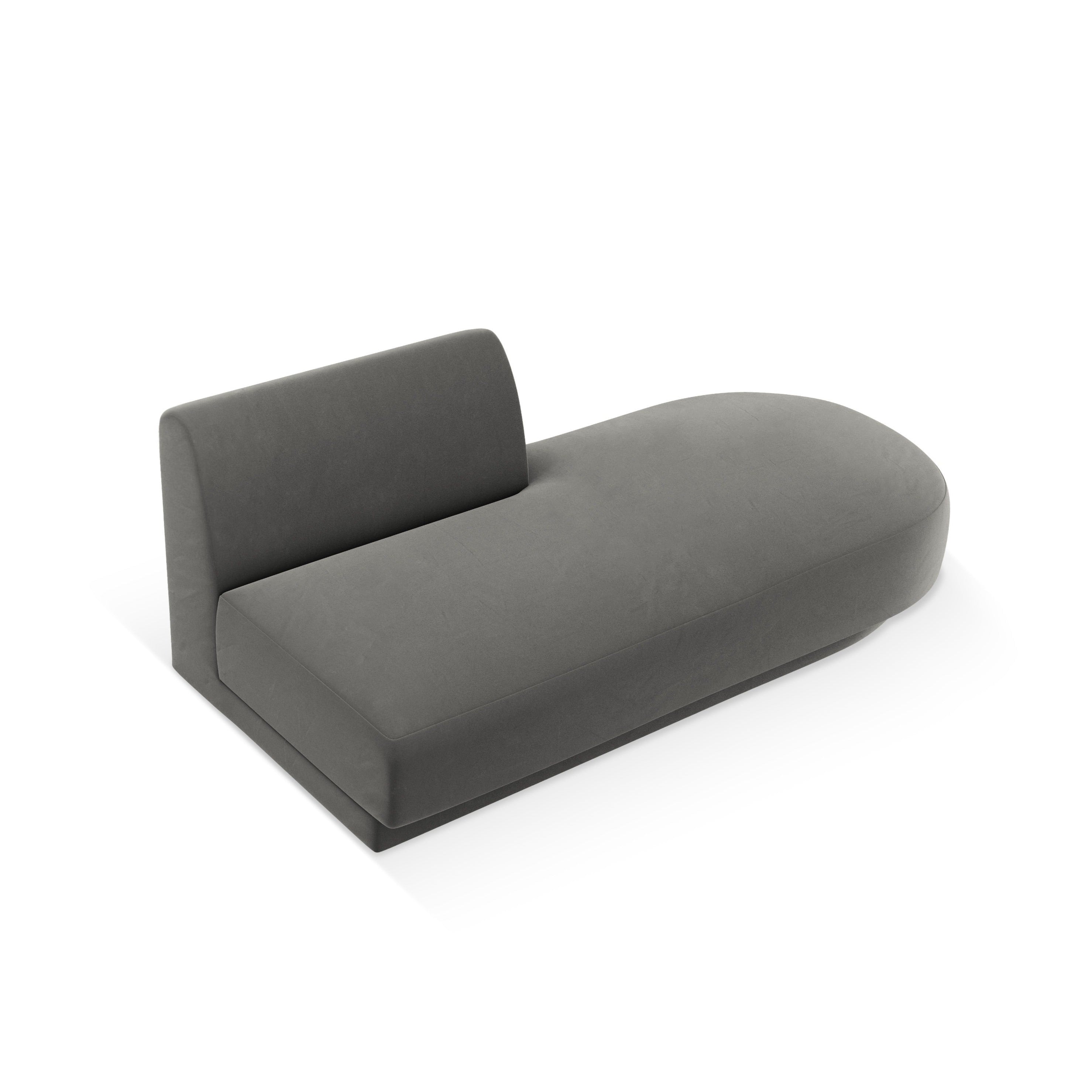 2-seater velvet right-facing chaise longue MILEY light gray