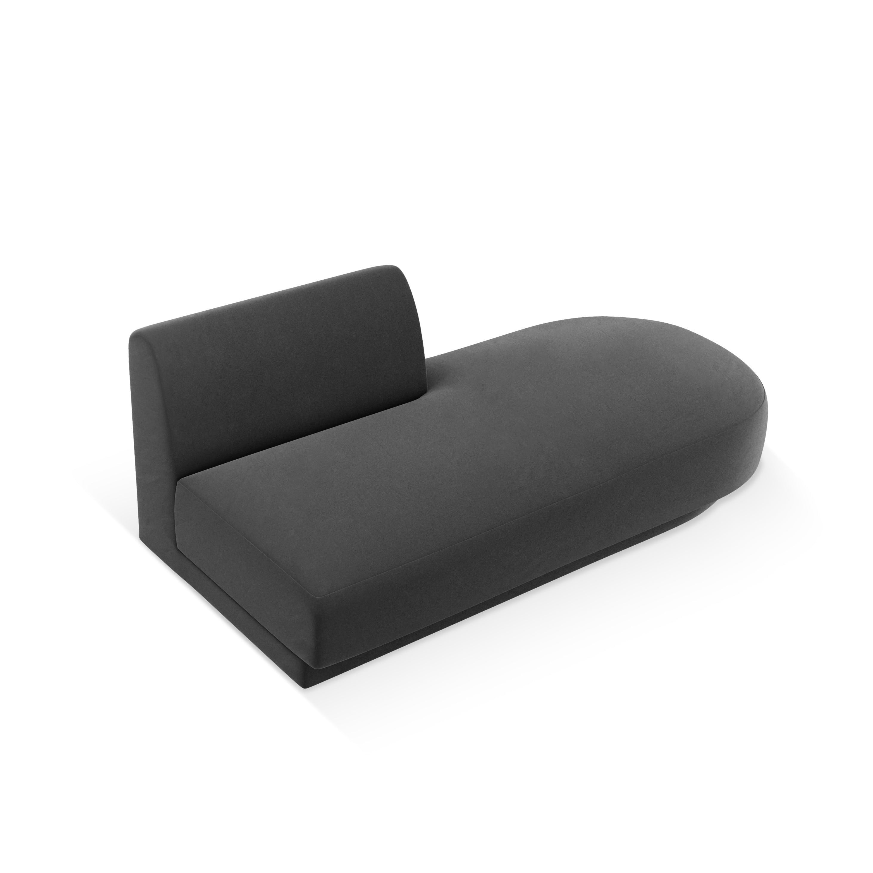 Gray Right-Hand Velvet Two-Seater Chaise Longue MILEY