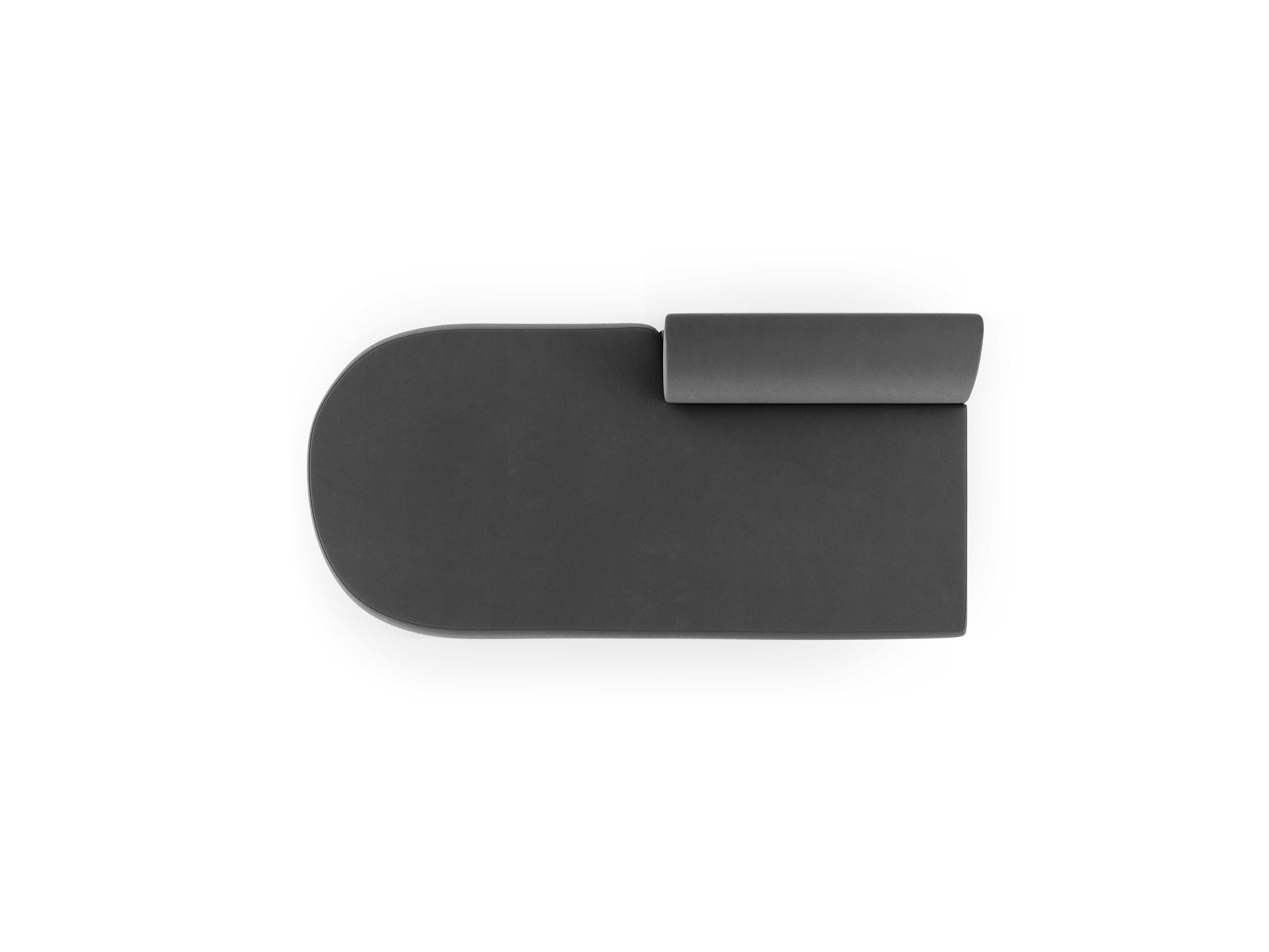 Twee-zits fluwelen linkszijdige chaise longue MILEY grijs