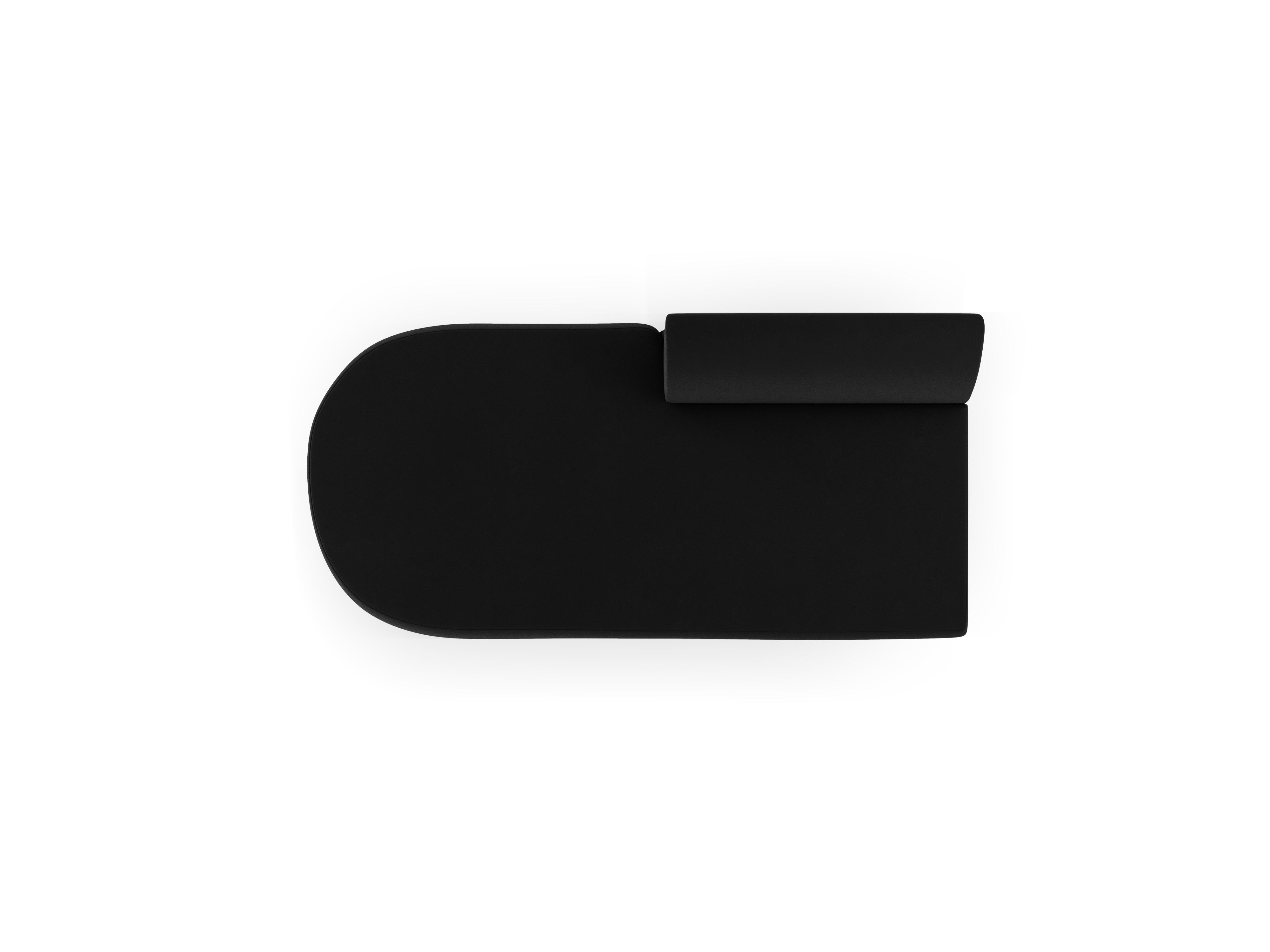 Twee-zits fluwelen linkszijdige chaise longue MILEY zwart