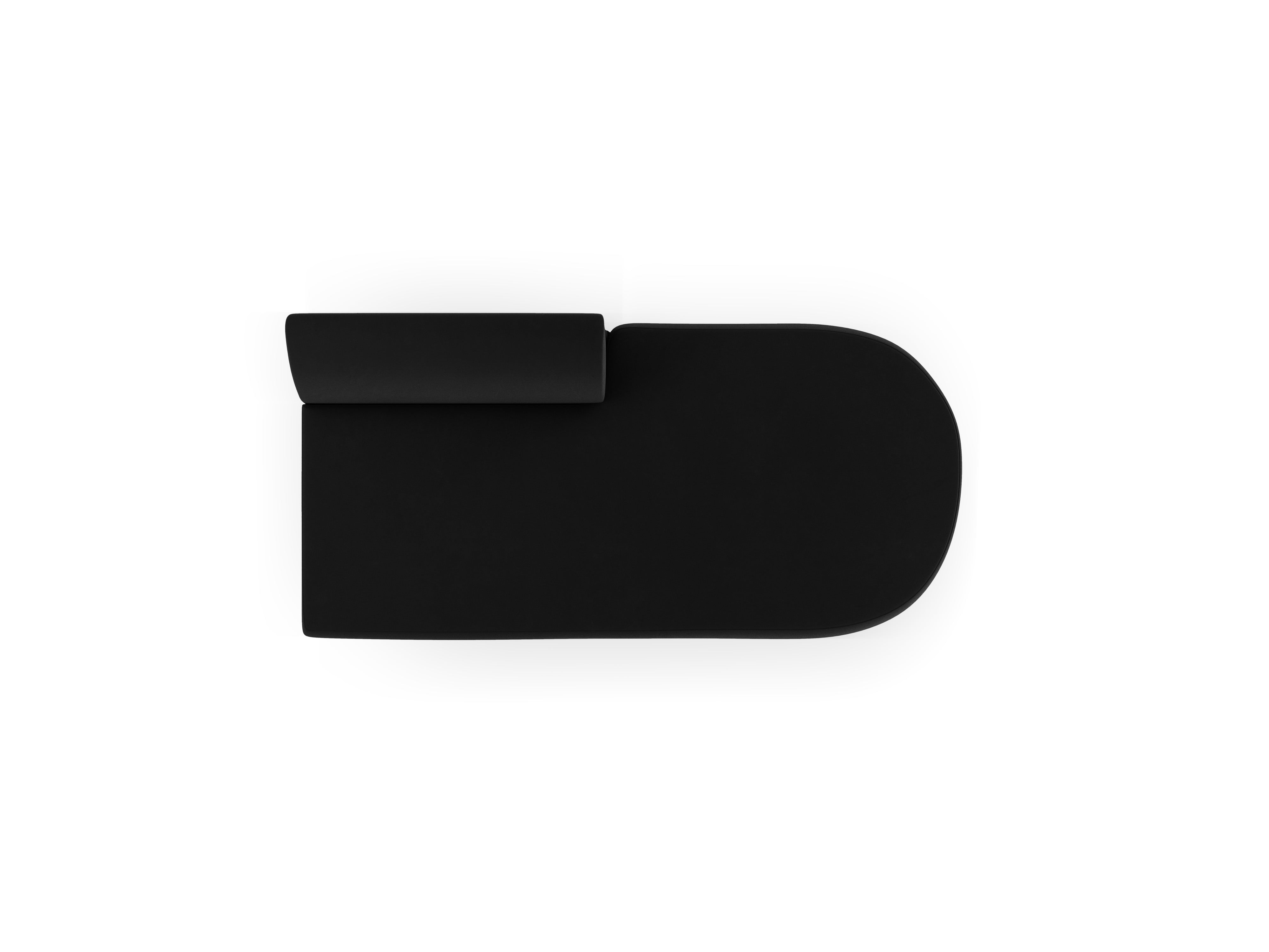 Black velvet right-facing 2-seater chaise longue MILEY