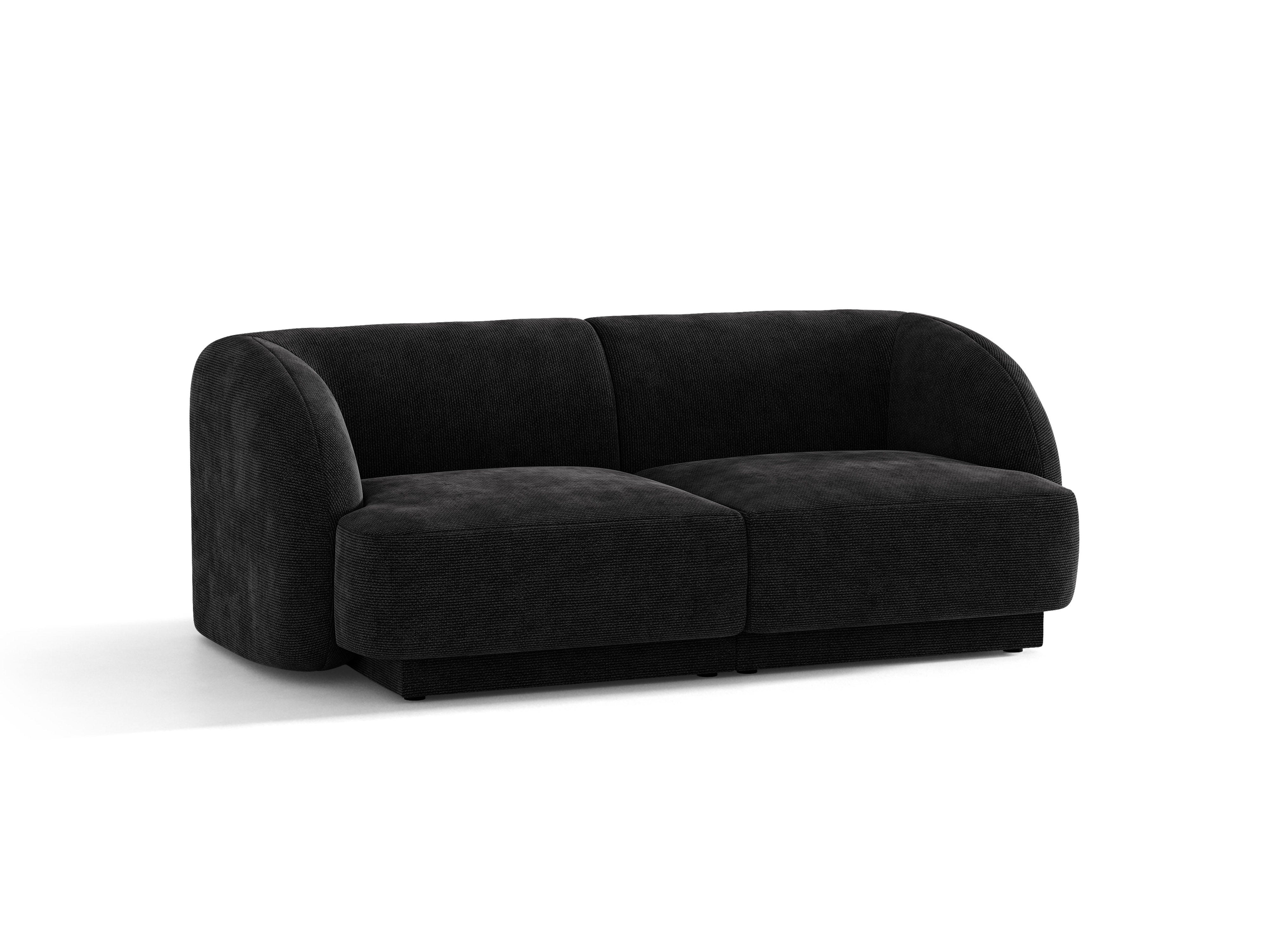 Sofa 2-osobowa MILEY czarny szenil jedwabisty do salonu