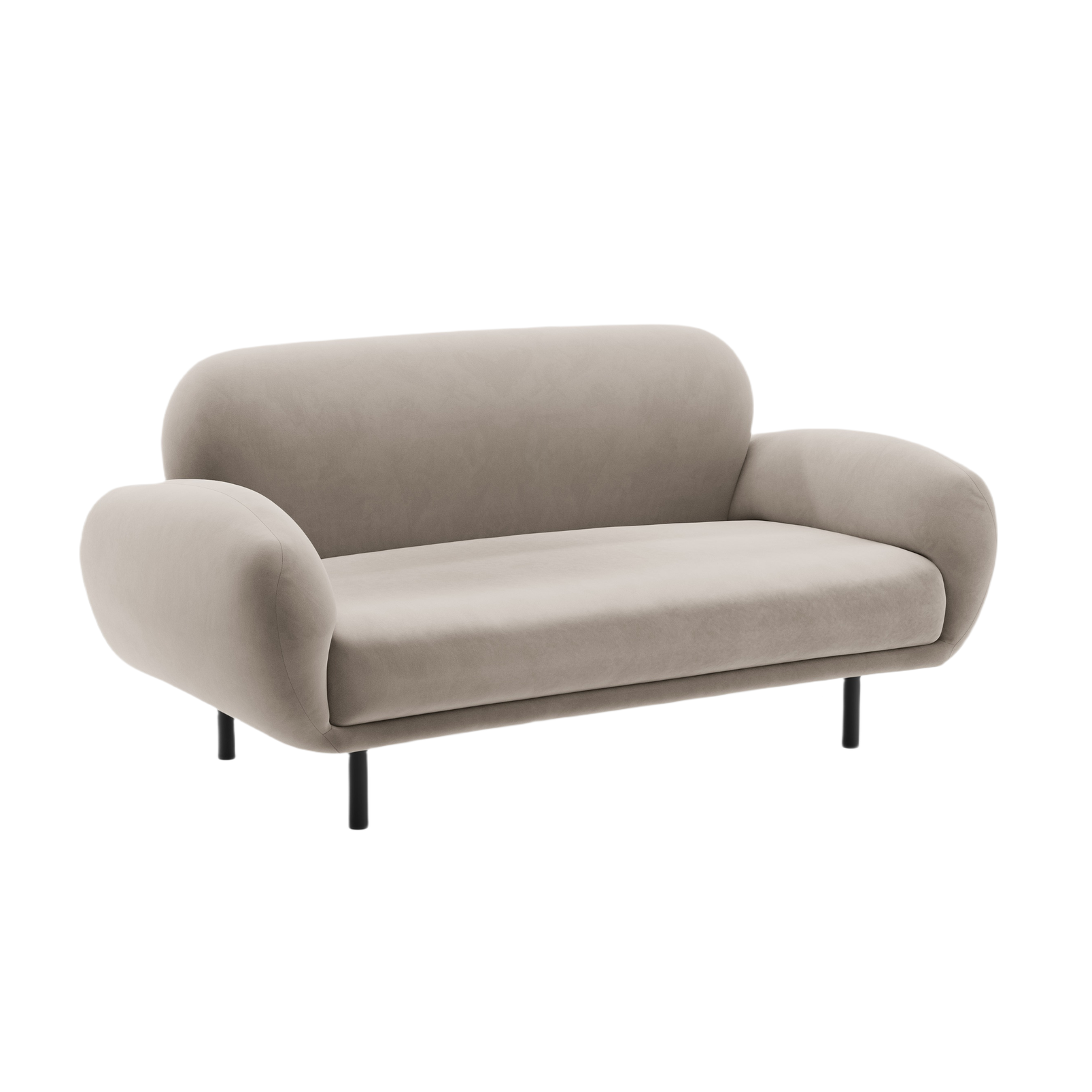 Sofa van fluweel voor 2 personen POPPY lichtbeige