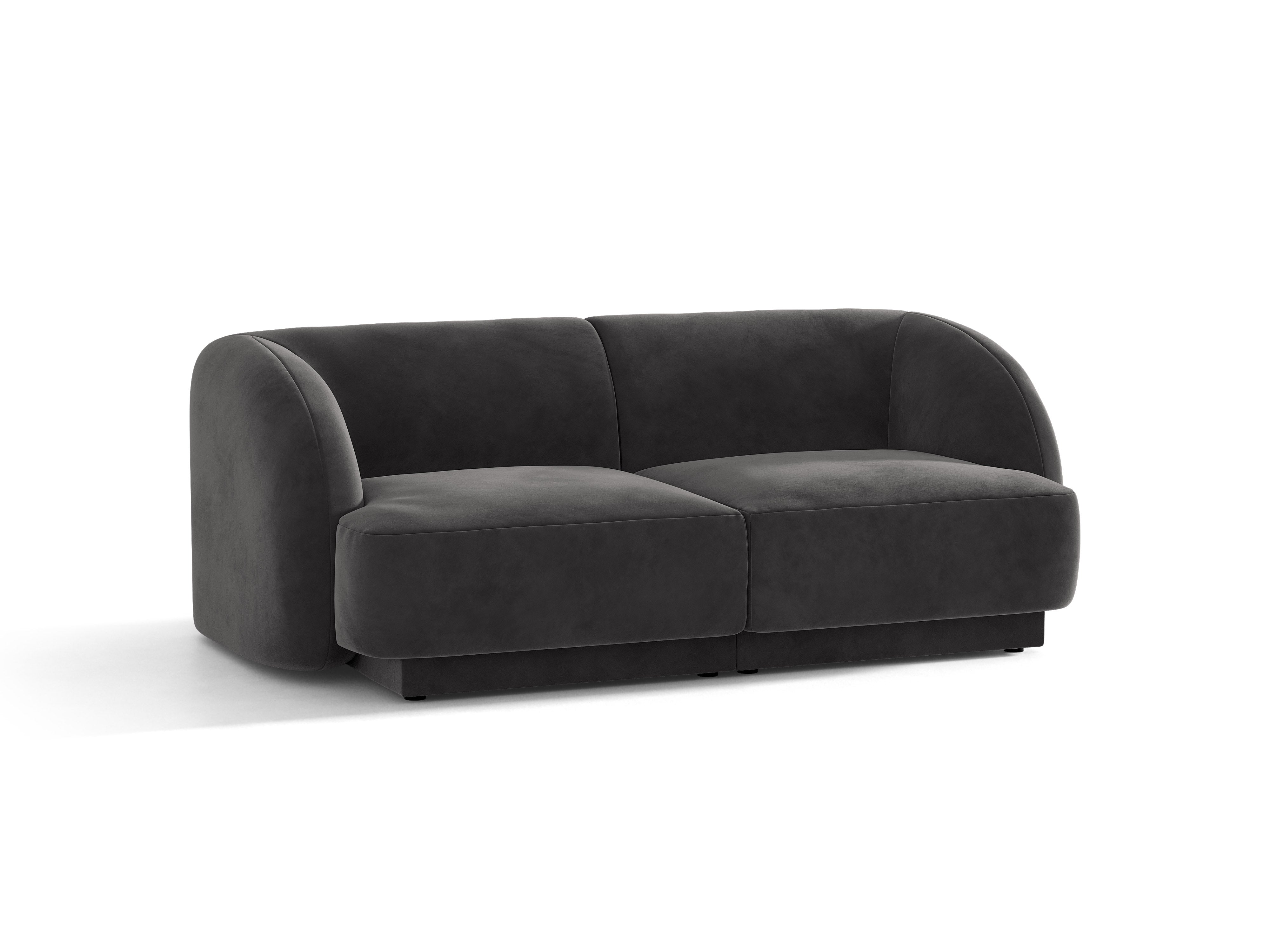 Sofa van fluweel voor 2 personen MILEY donkergrijs