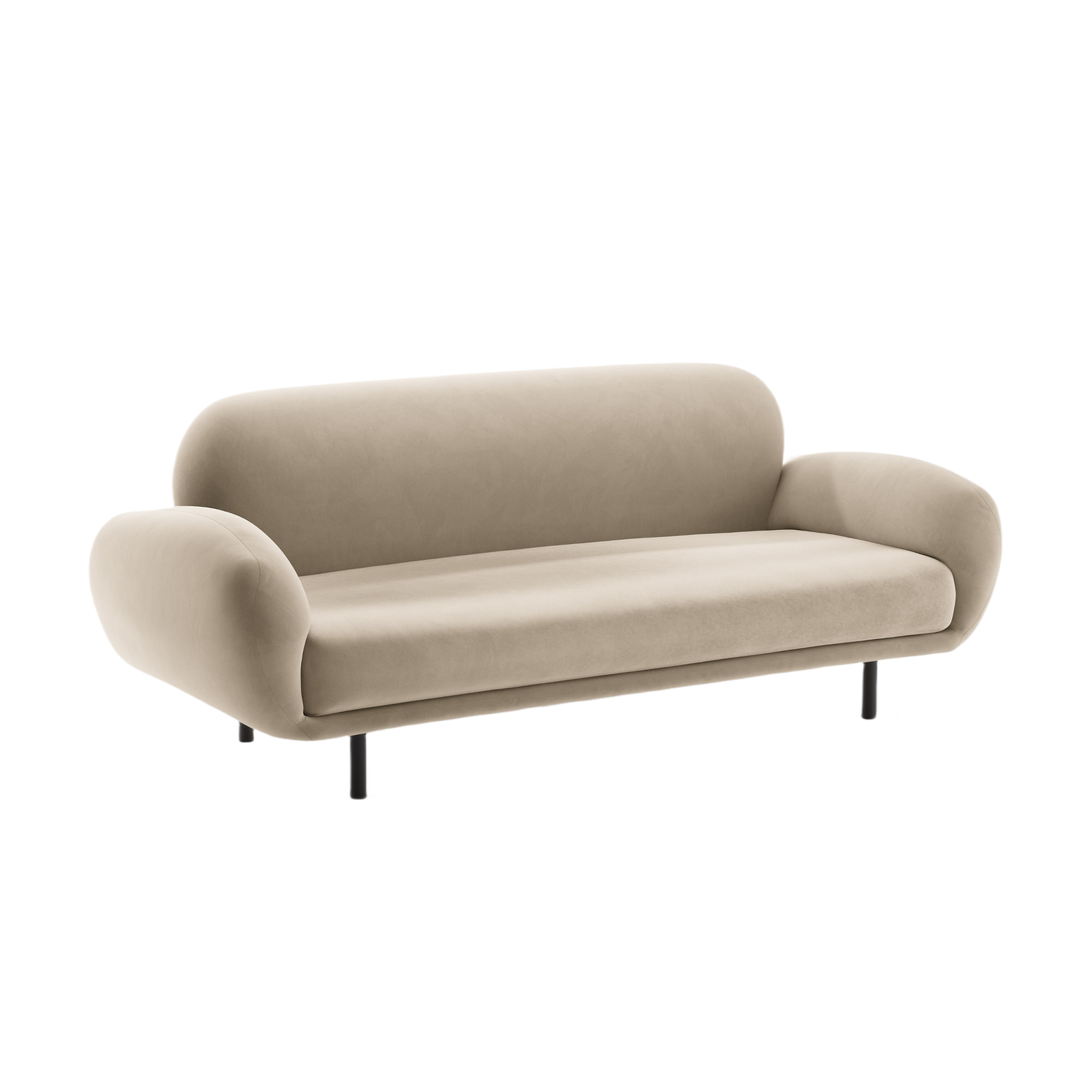 Velvet sofa 2.5-seater POPPY ecru