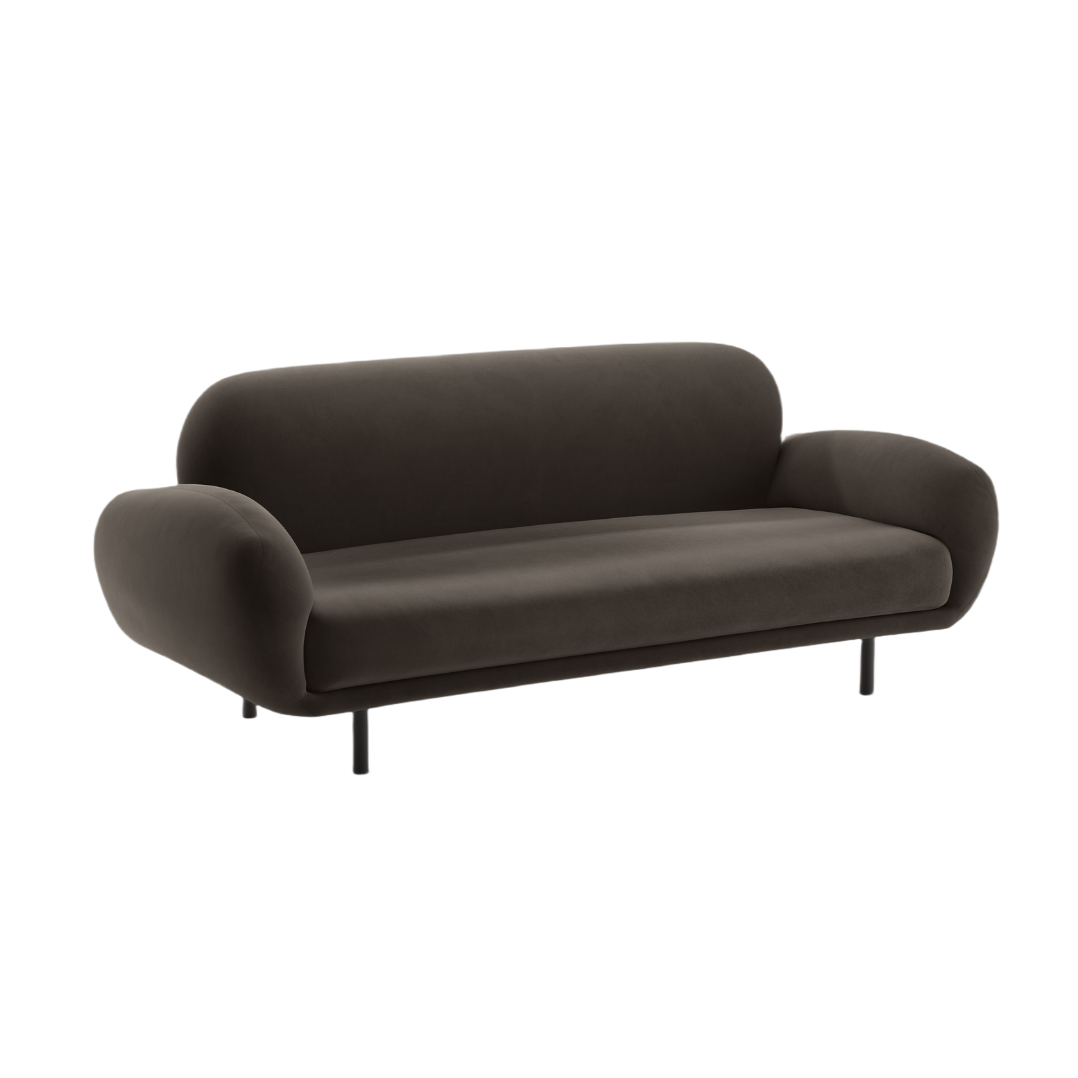 Sofa van fluweel 2,5-persoons POPPY ebbenhout