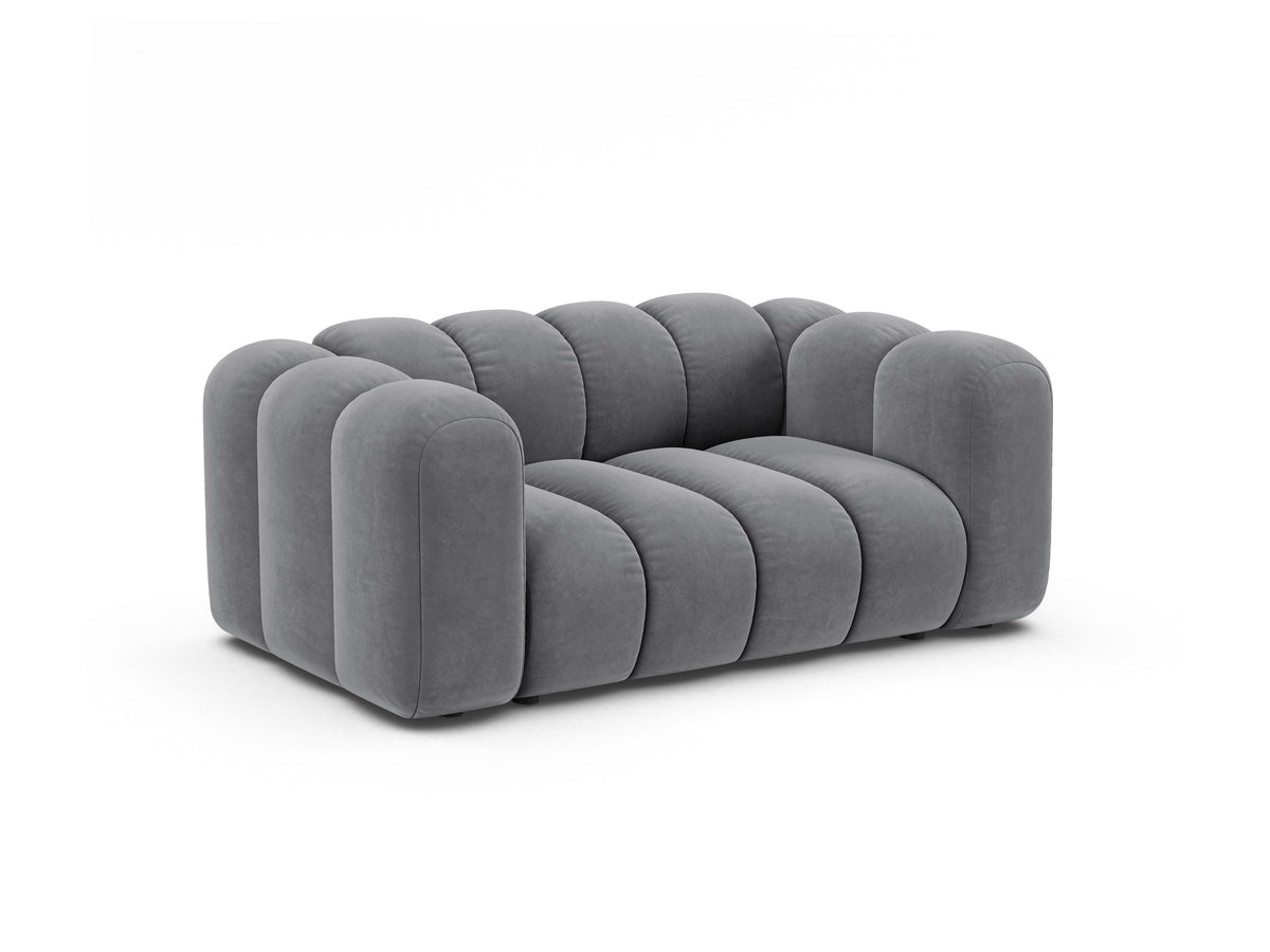 Sofa aksamitna 2-osobowa LUPINE szary – Micadoni