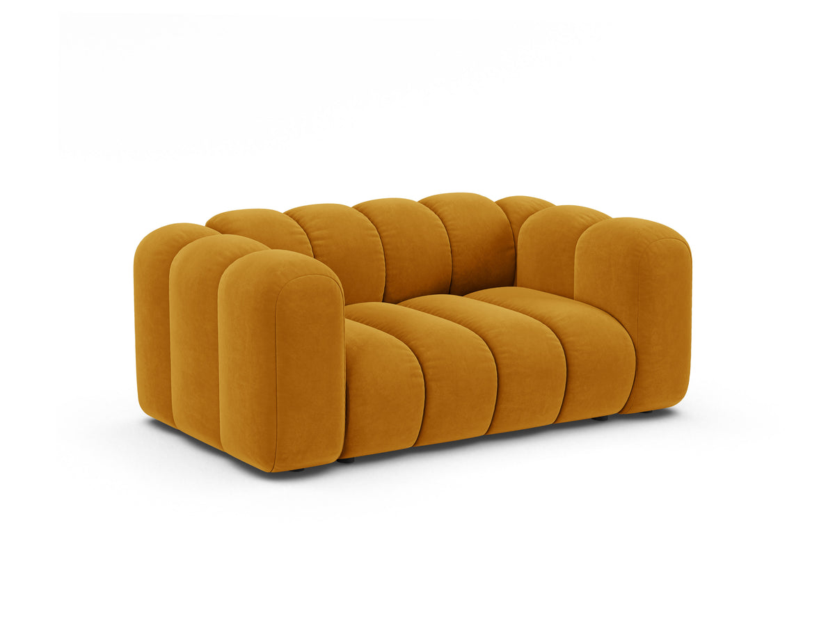 Sofa aksamitna 2-osobowa LUPINE musztardowy – Micadoni