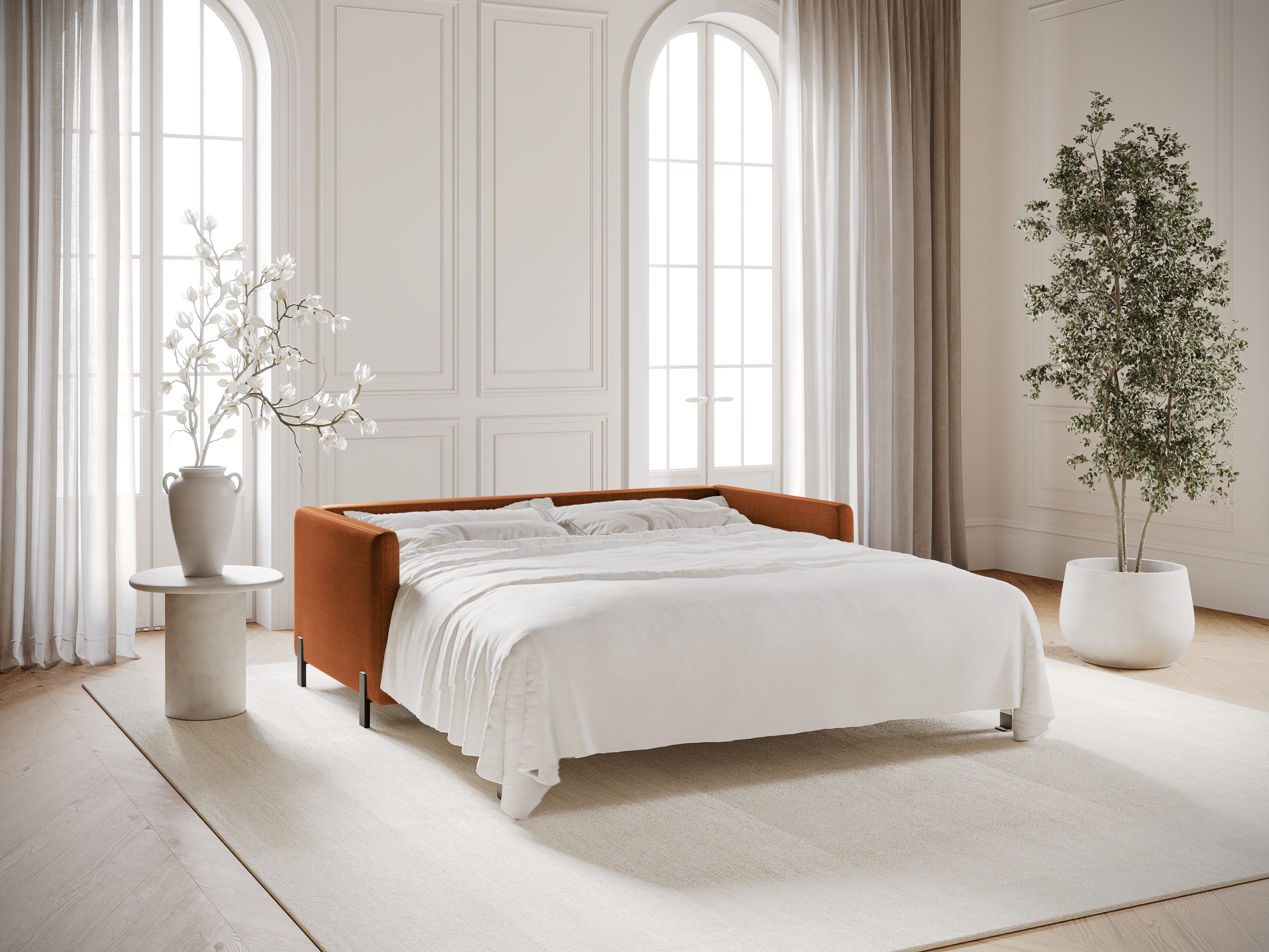 3-seater sofa with sleeping function GLORIA brick chenille