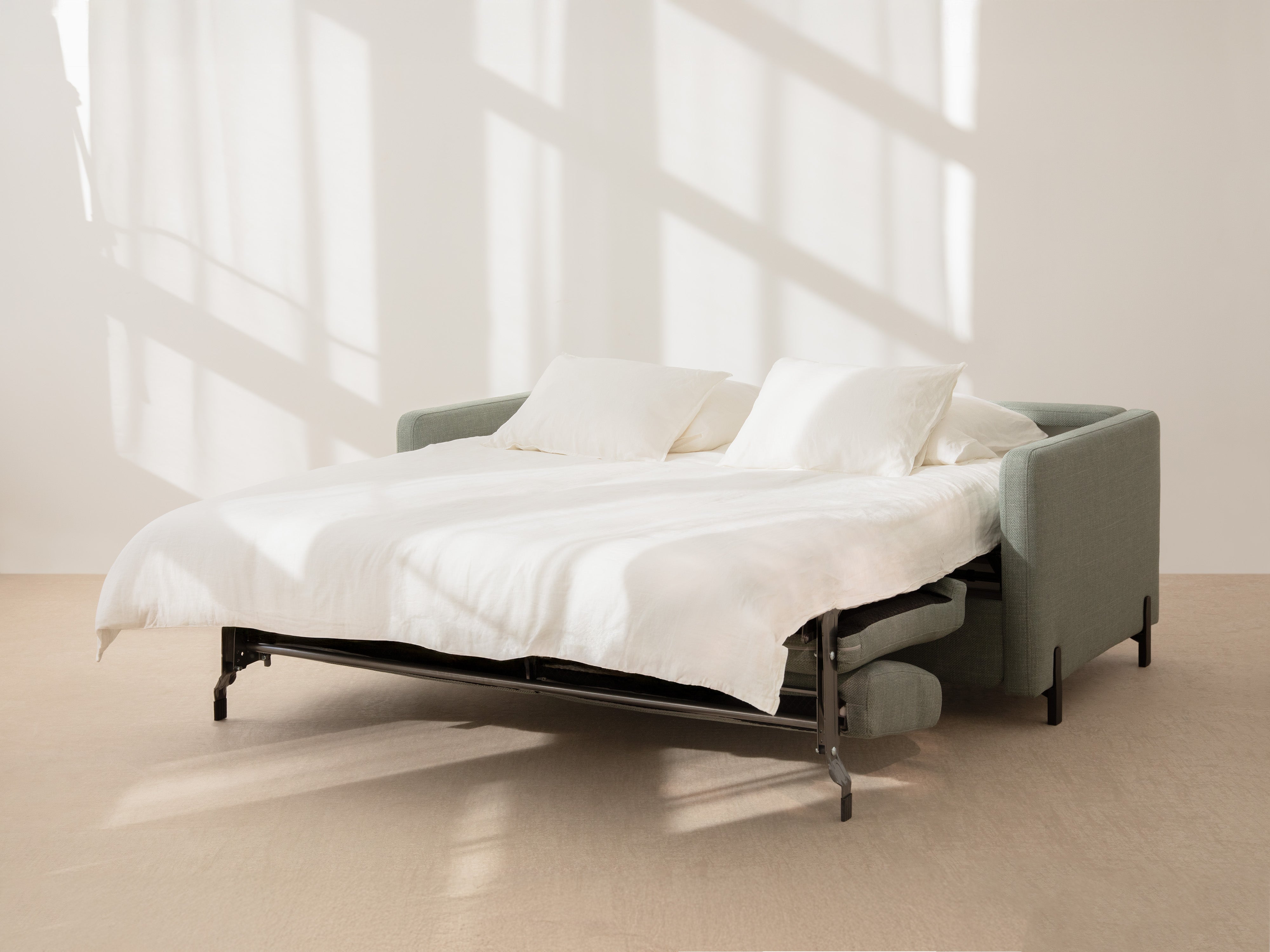 Velvet 2-seater sofa with sleeping function GLORIA beige