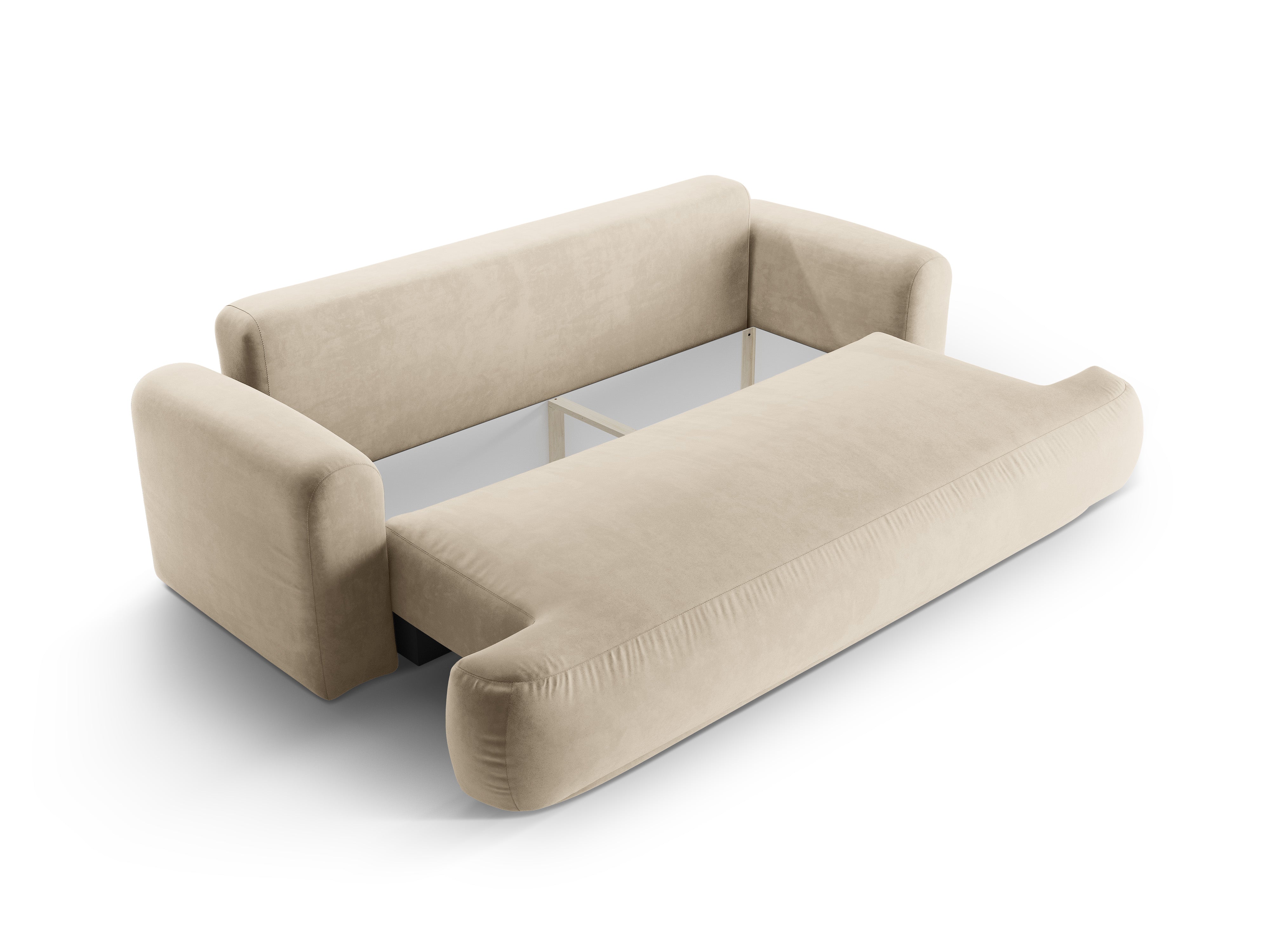 Velvet sofa with Ella light beige sleeping function
