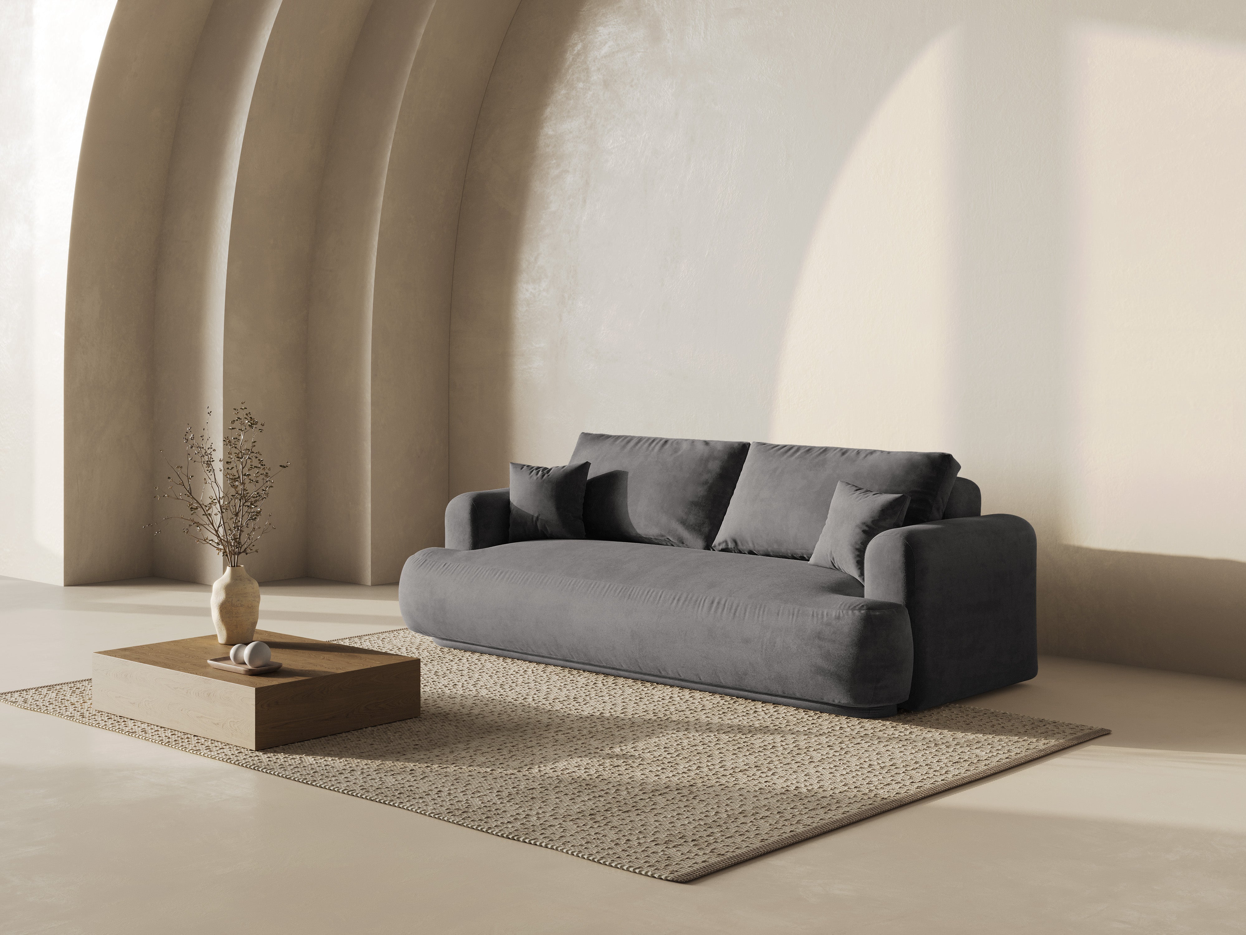 Velvet sofa with Ella Gray sleeping function